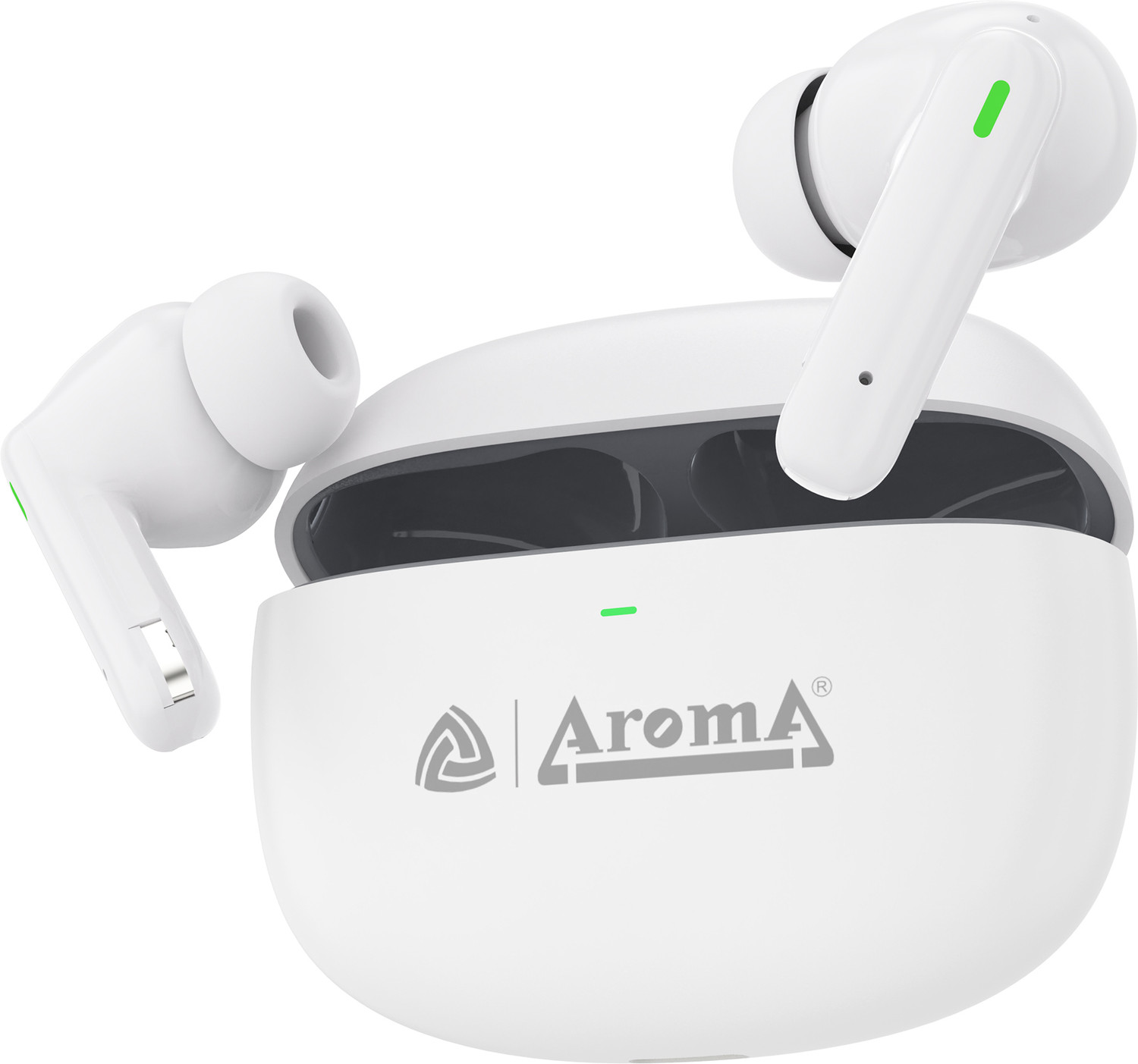 Aroma NB126 Royal Pro TWS Earbuds, 60H Playtime, ENC, White & Grey - Image 1