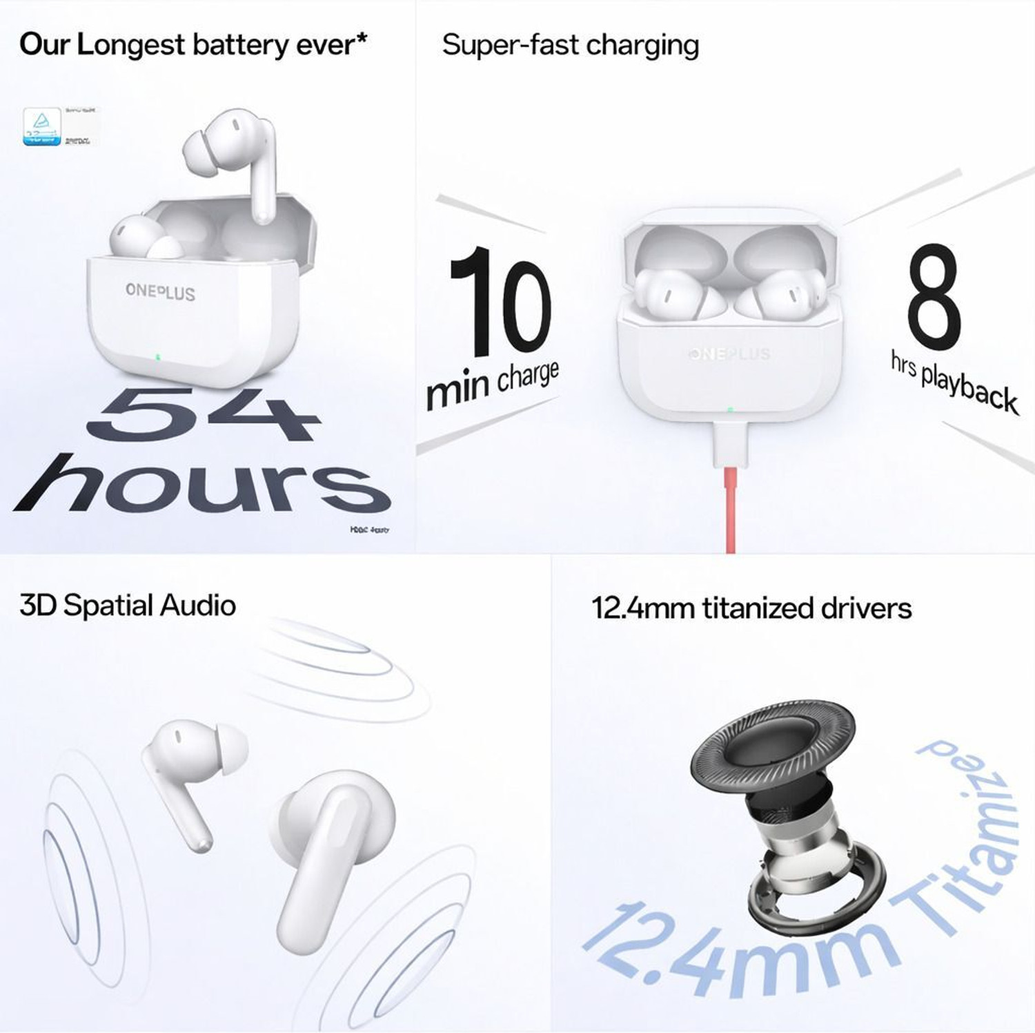 Image of OnePIus Nord Buds 3r TWS Earbuds up to 54 hours PIayback Bluetooth Headset (White, True Wireless)
