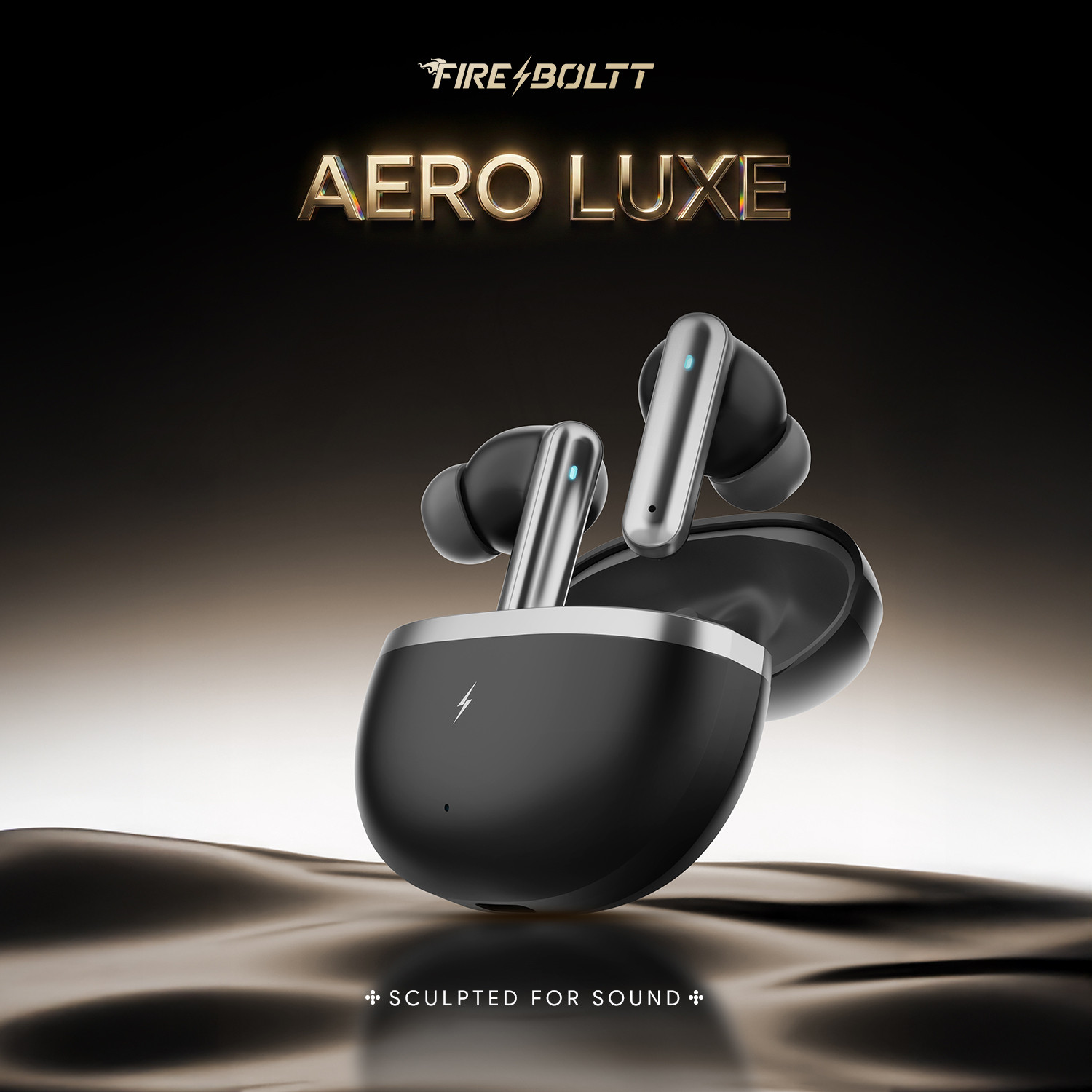 Image of Fire-Boltt Aero Drift TWS Earbuds, Custom EQ Profiles 50H Battery Display Case Quad Mic ENC Bluetooth Headset (Midnight Black, True Wireless)