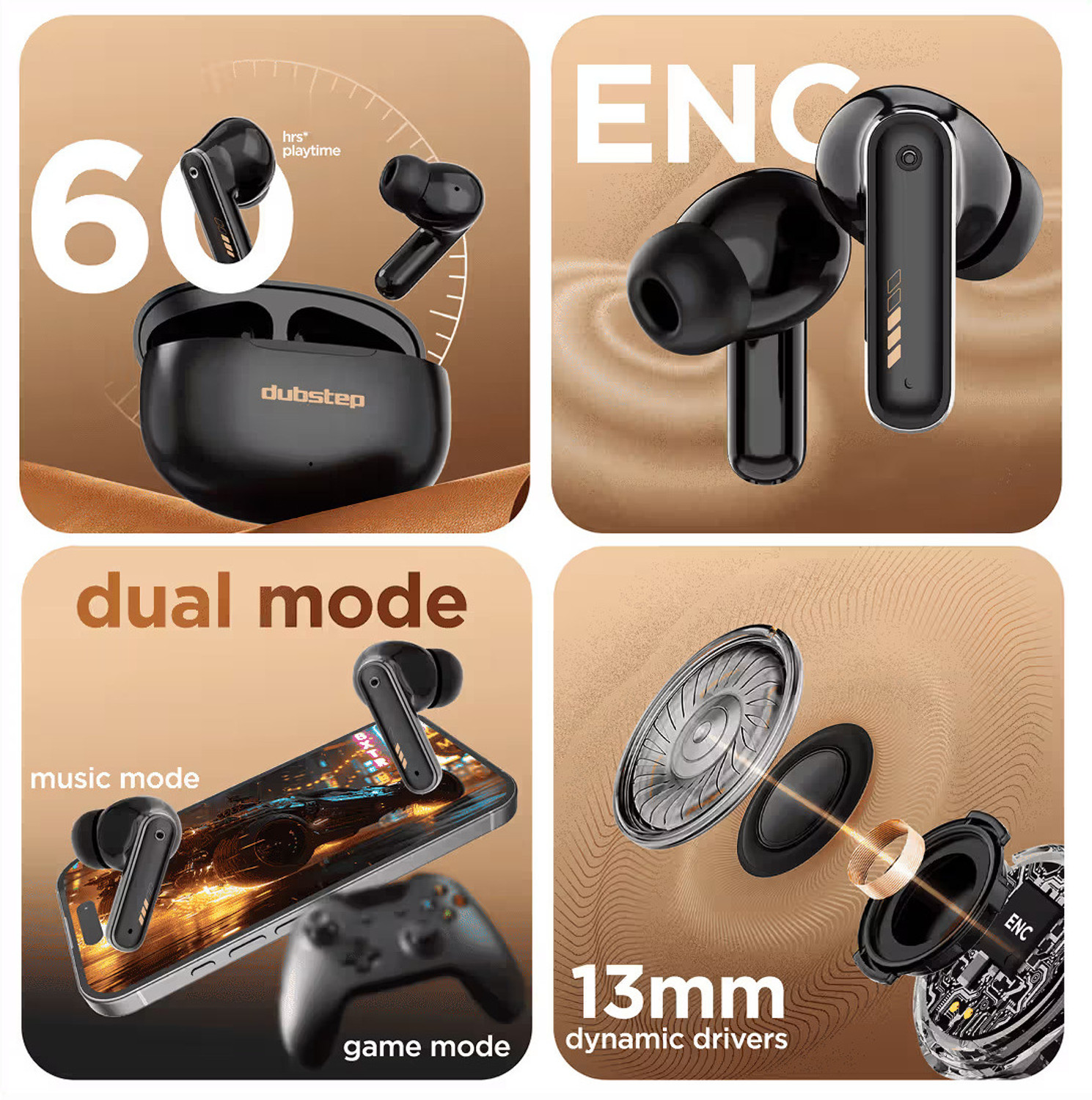 Image of Dubstep Buzz X9 With 56 Hrs playtime Enc Tws Bluetooth Headset (Black, True Wireless)