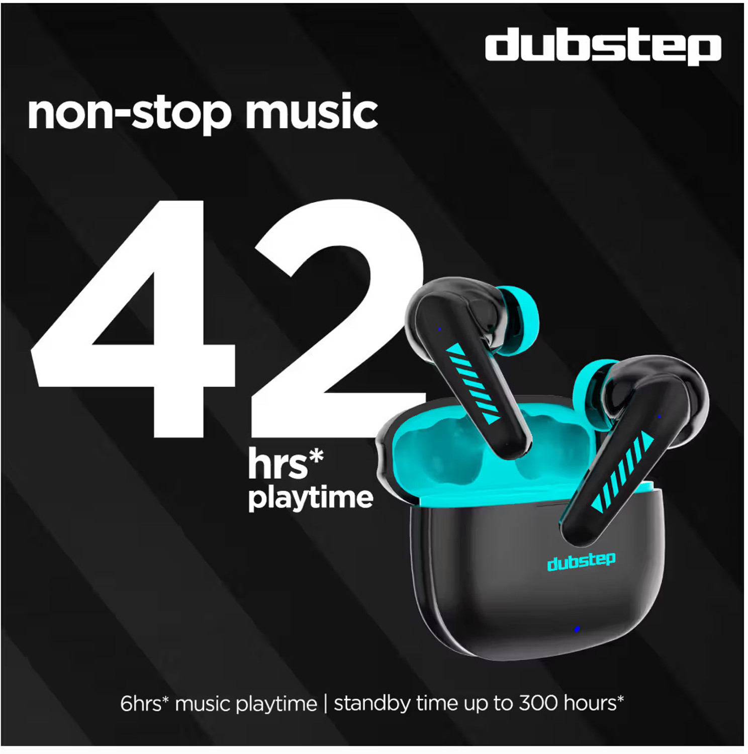 Image of Dubstep Buzz X3 In Ear True Wireless EarBuds With mic,42 hrs playtime Bluetooth Headset (Black & Blue, True Wireless)