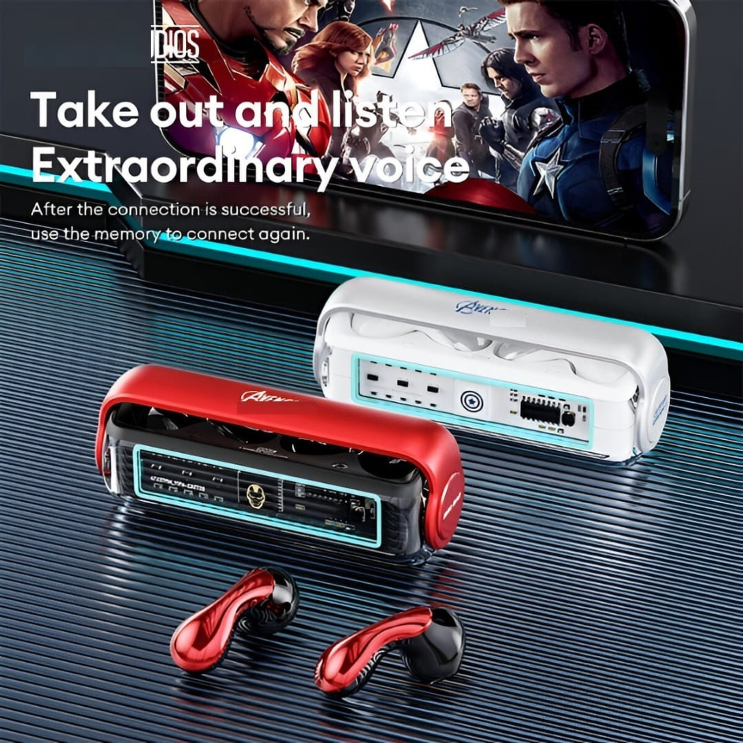 Image of Naama Premium Wireless Bluetooth Earbuds with Superhero-Themed Charging Case Deep Bass Bluetooth Headset (Multicolor, True Wireless)