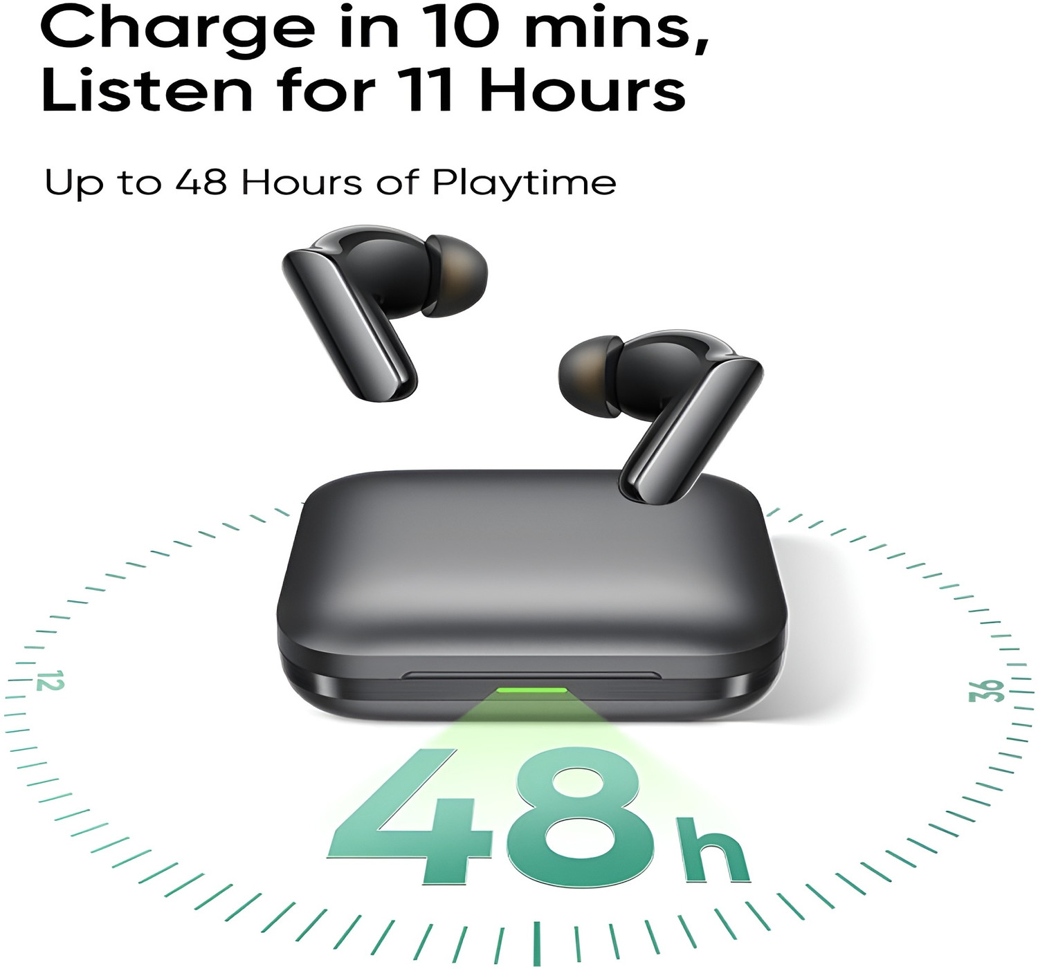 Image of AURIXA Buds Air7 Pro with AI ANC, 360 Spatial Audio, 48hrs Playback, IP55 ,6 Mic-2 Bluetooth Gaming Headset (Black, True Wireless)