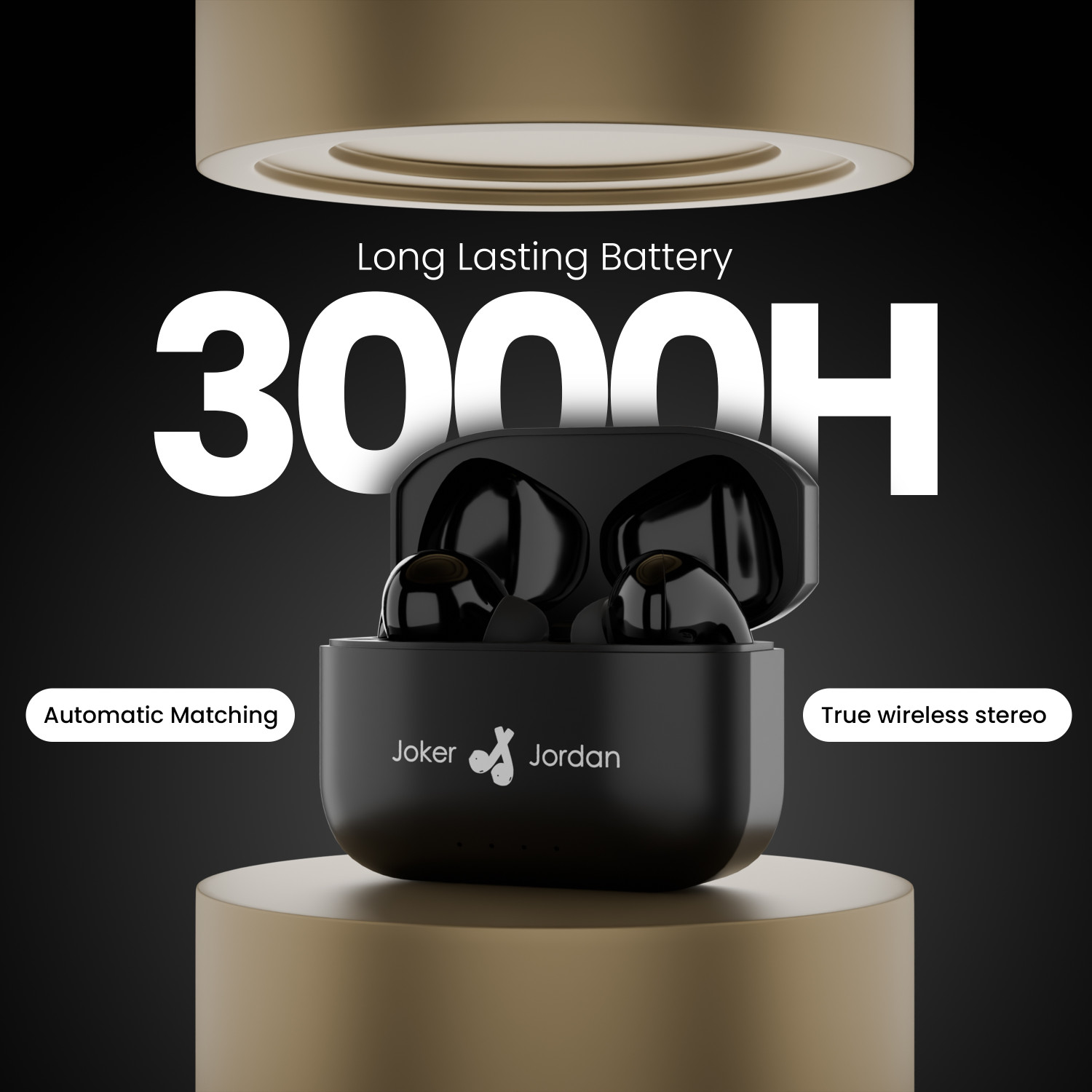 Image of Joker And Jordan TWS Earbuds with 100 HRS Playtime,(50ms Low Latency), Bluetooth v5.3 Bluetooth Headset (Black, True Wireless)