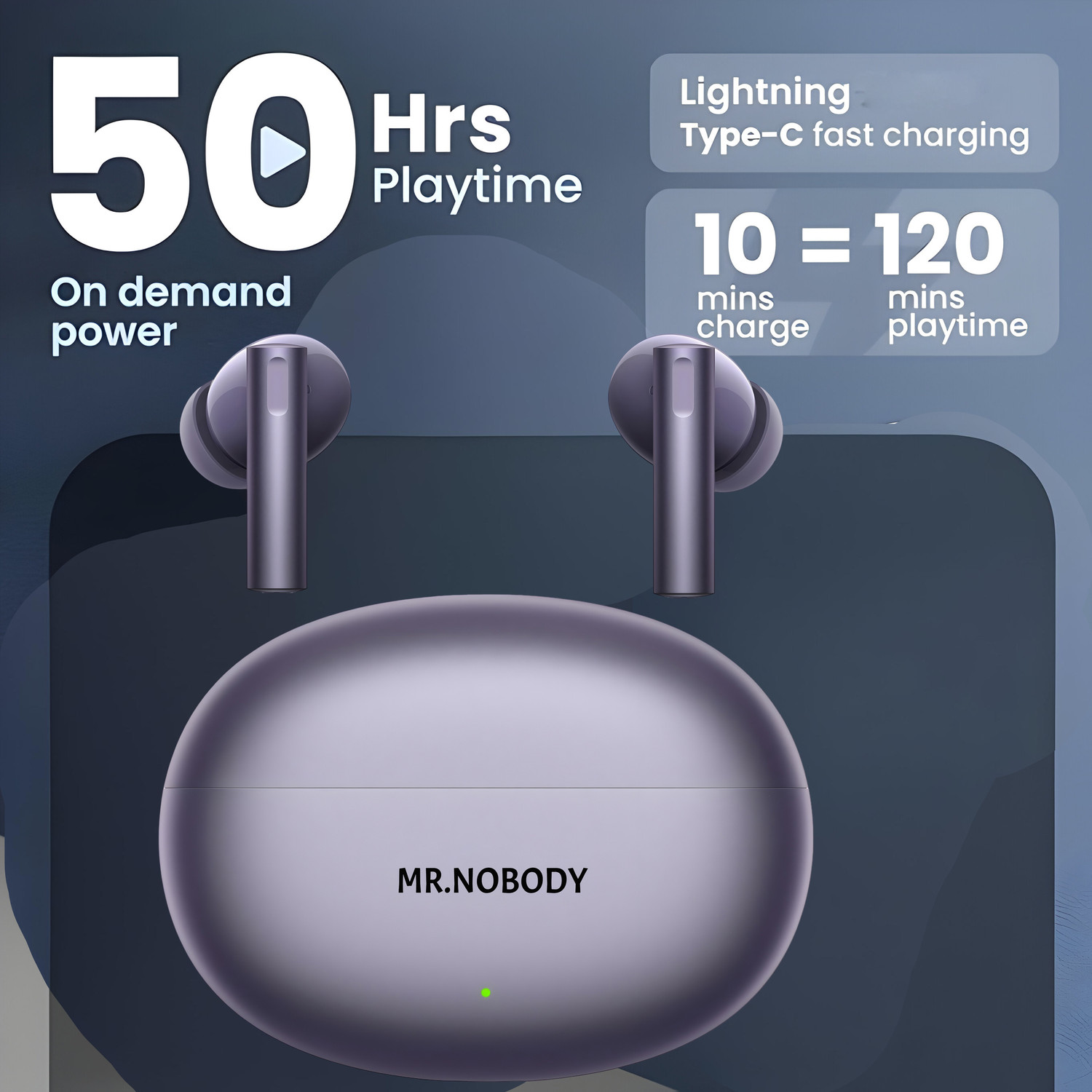 Image of Vaku Luxos BOOMX TWS Bluetooth V5.4 Earbuds 60H Playtime Deep Bass Touch Controls Bluetooth Headset (Purple, True Wireless)