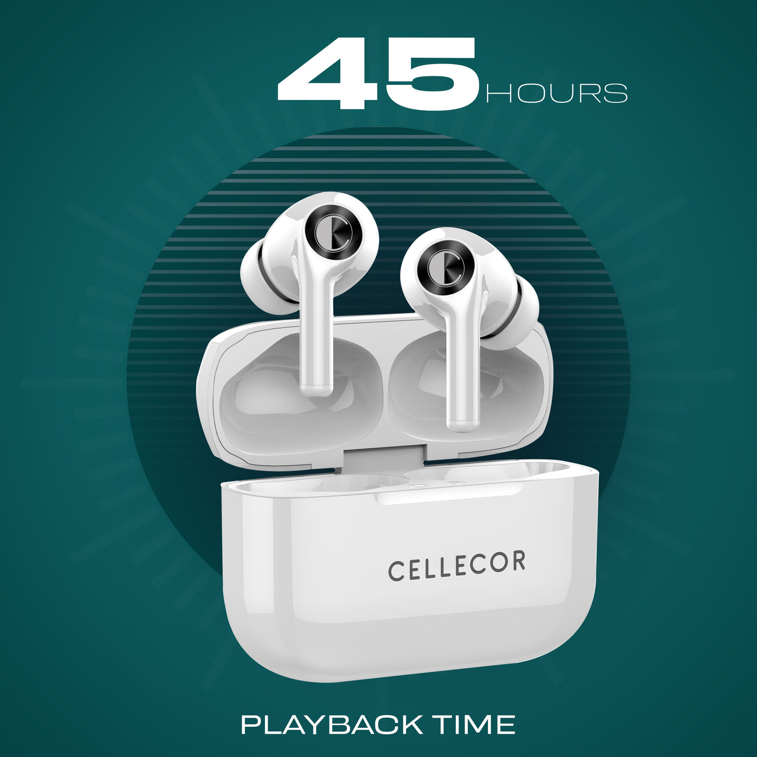 Image of Cellecor BroPods CB22 TWS With 45 Hrs, ENC, 13mm Driver, BT v5.1, Voice Assistant, IPX4 Bluetooth Headset (White, True Wireless)