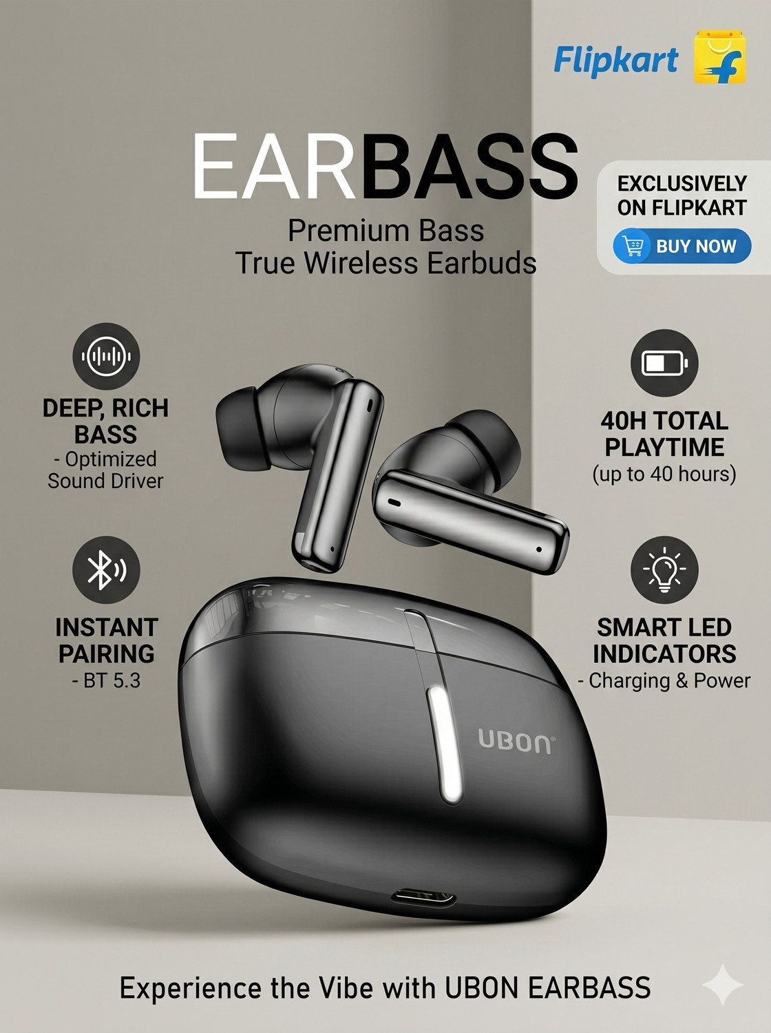 Image of EARBASS MIX CL-115 Eargun Series Wireless Neckband | 45H Playtime, Quick Charge Bluetooth Headset (Blue, White, True Wireless)
