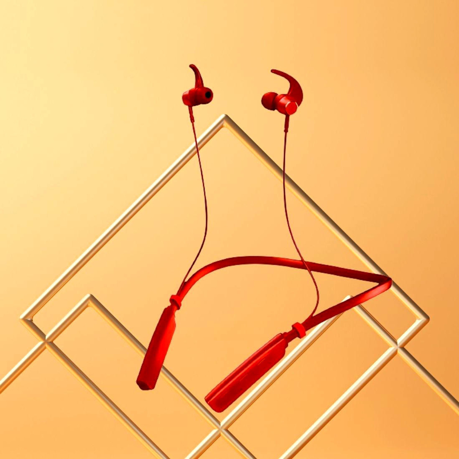 Image of Griffy Original Bluetooth Neckband Z2 - Dual Device Connection, 45dB, Type-C Charging Bluetooth Headset (Red, In the Ear)