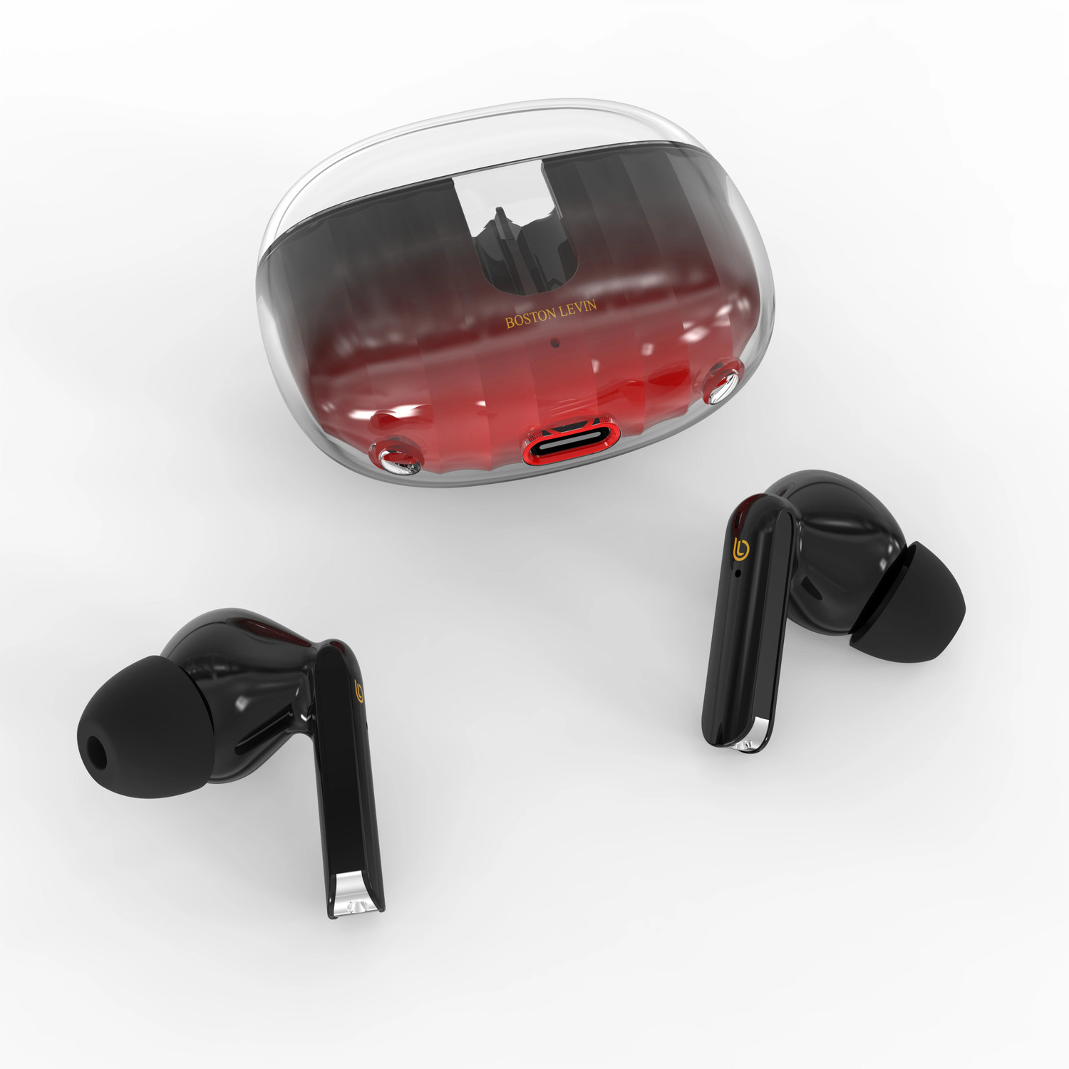 Image of Boston Levin ARMX Earbuds with Playtime 30H,Low Latency Gaming,13mm Drivers,IPX5,BT5.3,TWS Bluetooth Headset (Black, In the Ear)