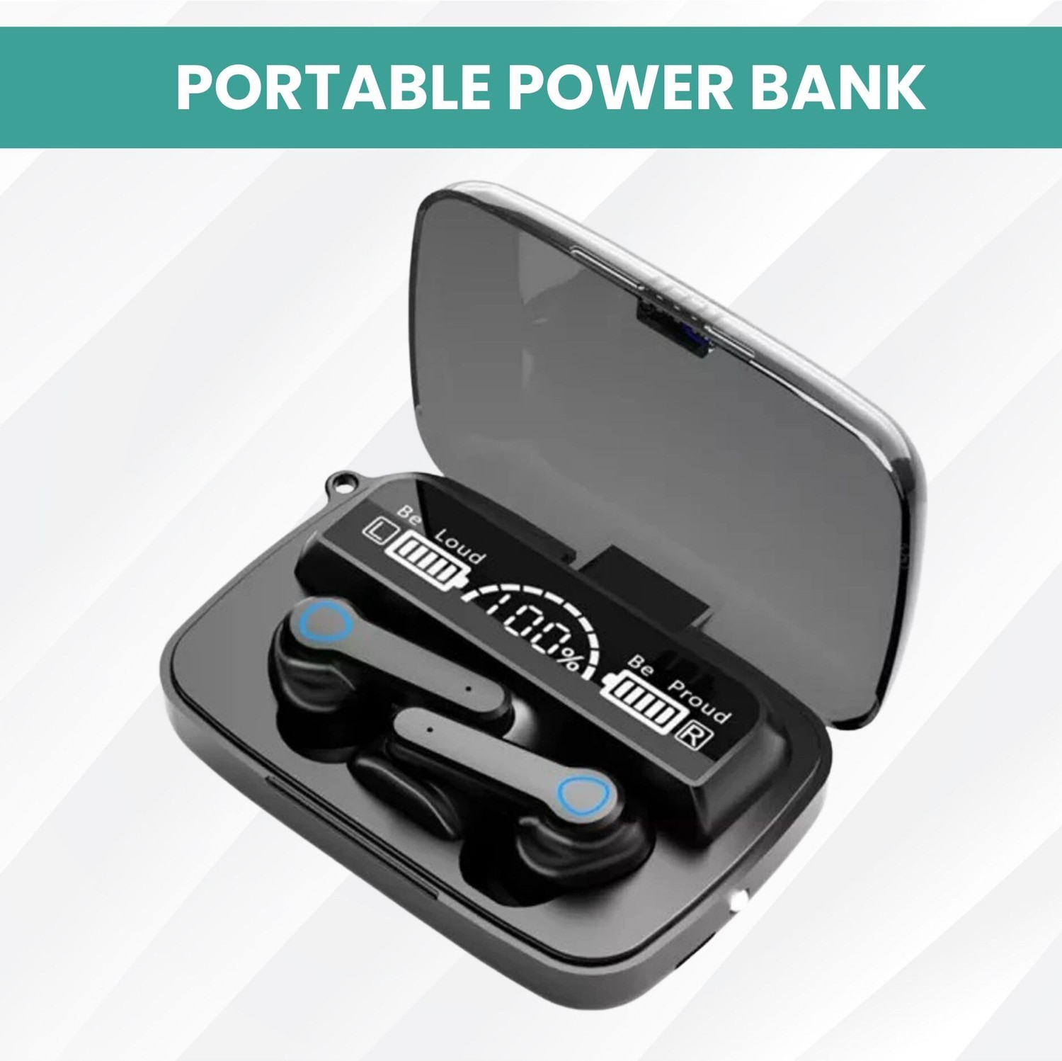 Image of SUPRONICS M19 EARBUDS CUM POWERBANK WITH TORCH DD17 Bluetooth Headset (Black, True Wireless)