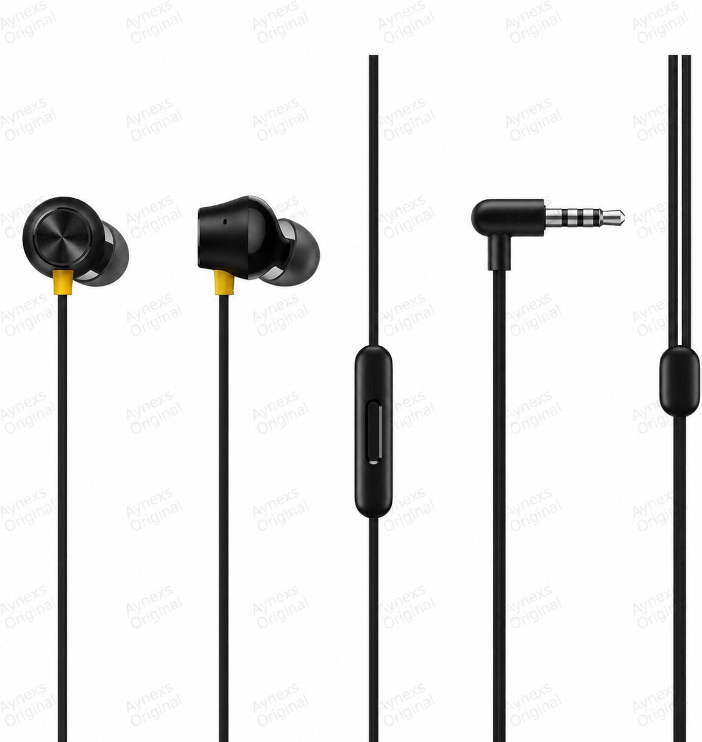 Image of AYNEXS ORIGINAL for Realme Buds 2 Neo Wired Earphones with Mic, 11.2mm Bass Driver, Tangle-Free Wired Headset (Black, In the Ear)