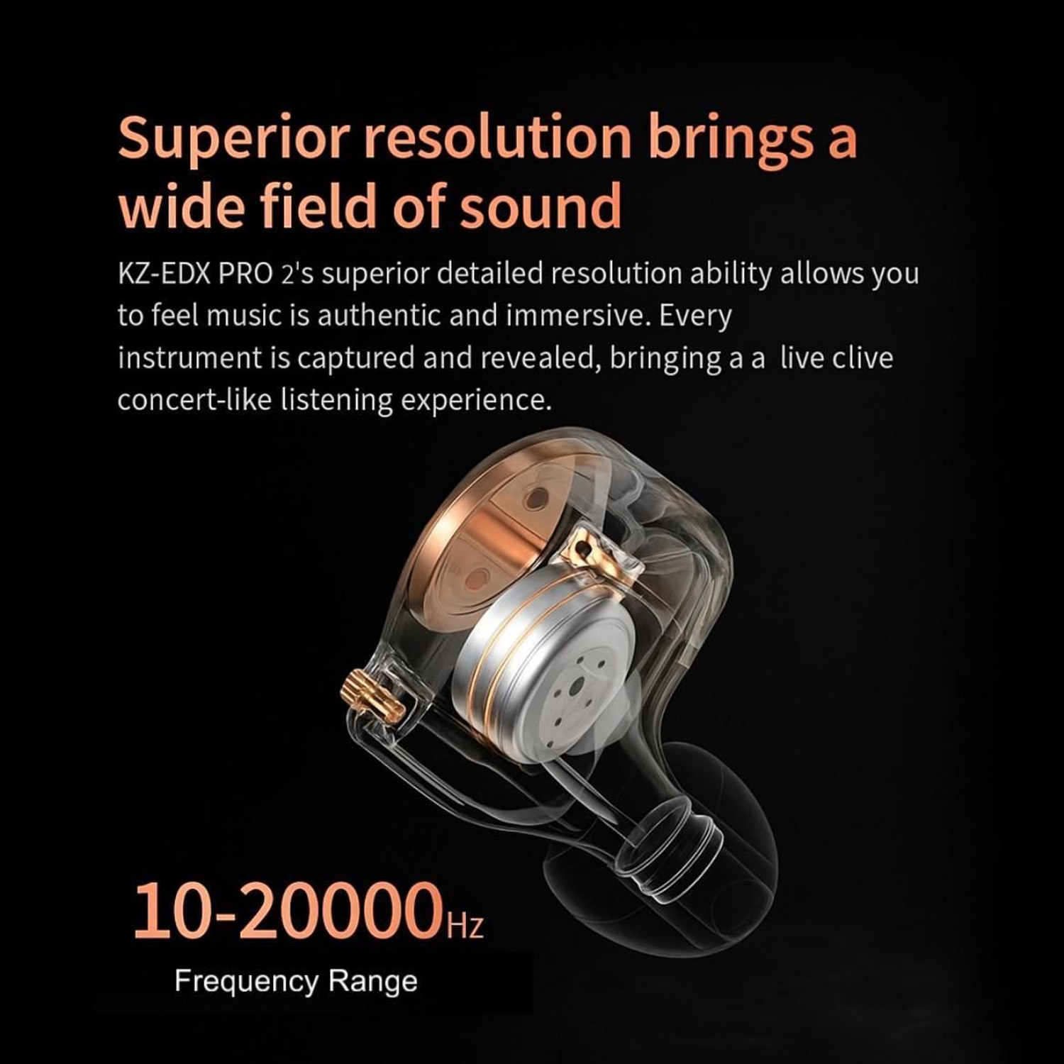 Image of KZ EDX Pro 2 in-Ear monitor Earphone with Mic Wired Headset (Black, In the Ear)