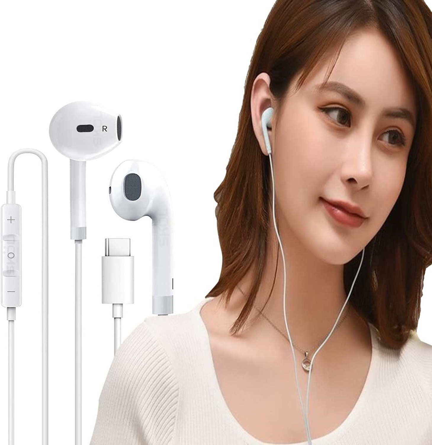 Image of Samsung Original IC050 Type-C Earphone White Wired Headset (White, In the Ear)