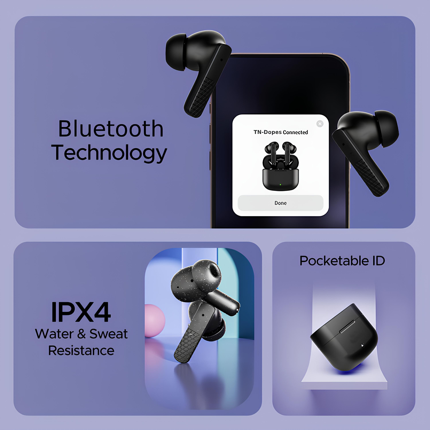 Image of MSNR AirBuds RB-370 with 48Hrs Payback Music with Superior Bass,Built-In Mic Earbud-3 Bluetooth Headset (Black, True Wireless)