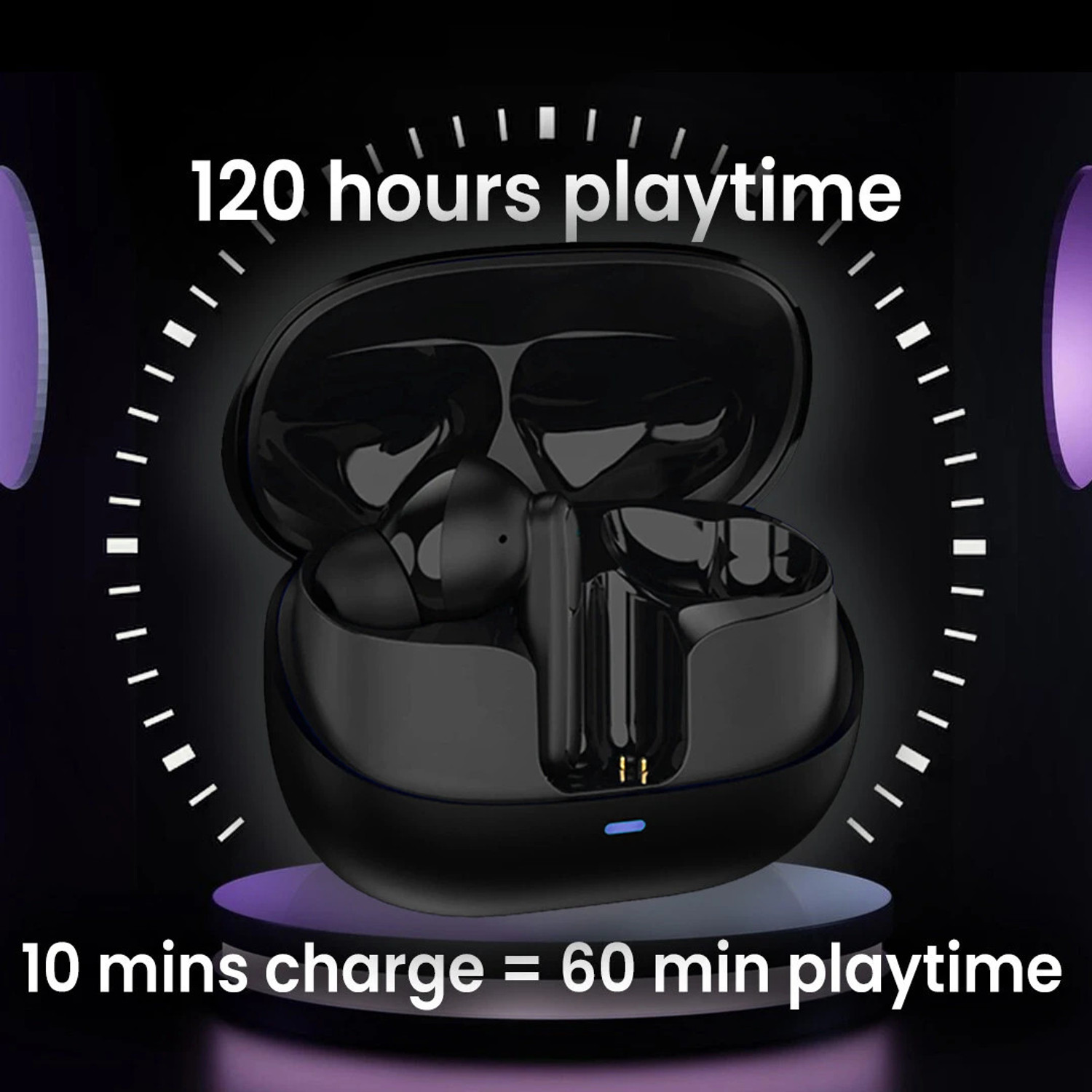 Image of Earboss 101 Earbud With Auto AI ENC, 13mm Bass Drivers, 120HRS Playback, Type-C Bluetooth Headset (Black, In the Ear)