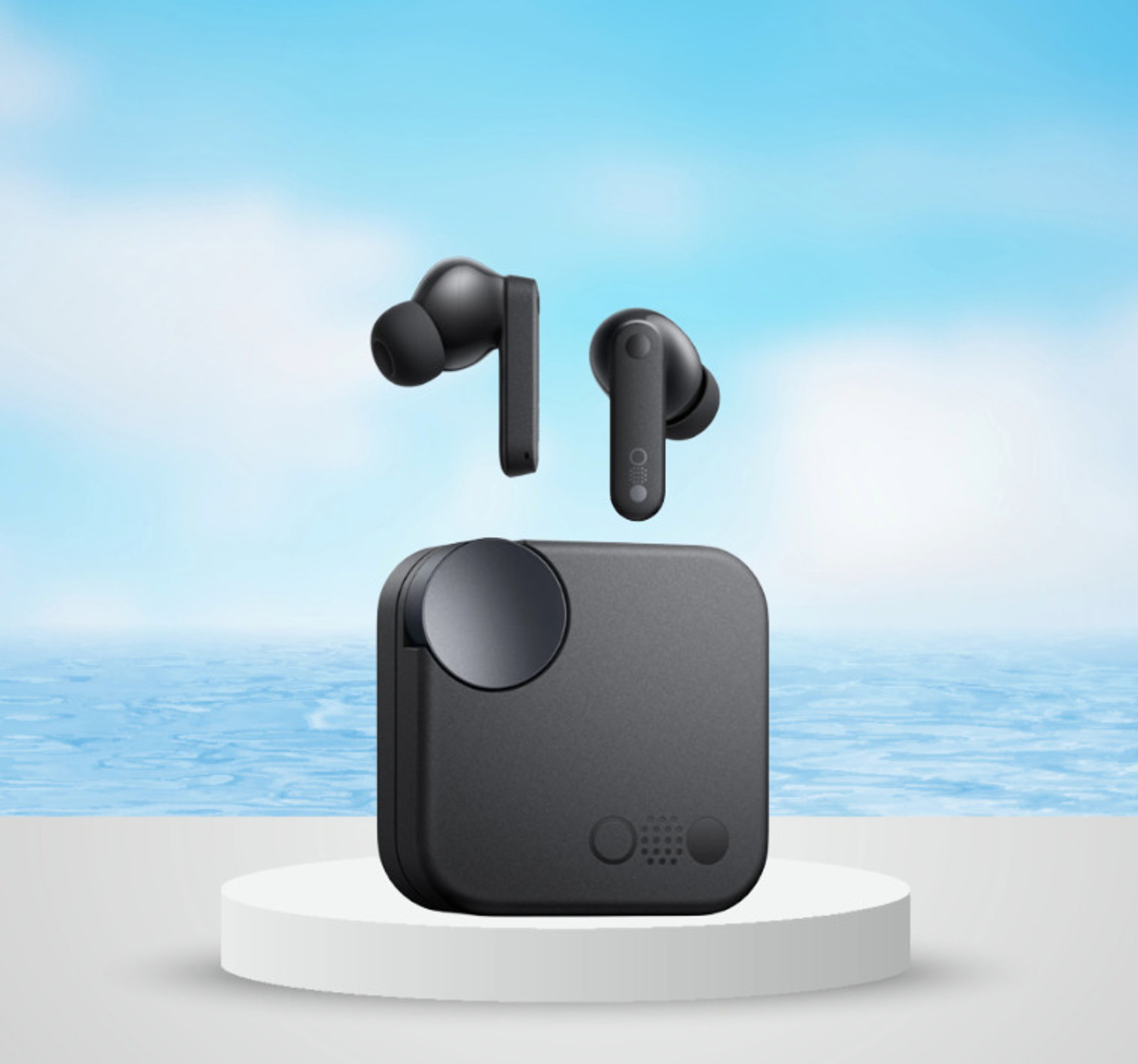 Image of Ridhit Enterprises Buds C M F Pro with 45 dB ANC, Ultra Bass Technology & upto 80 hours W6 Bluetooth Headset (Black, In the Ear)