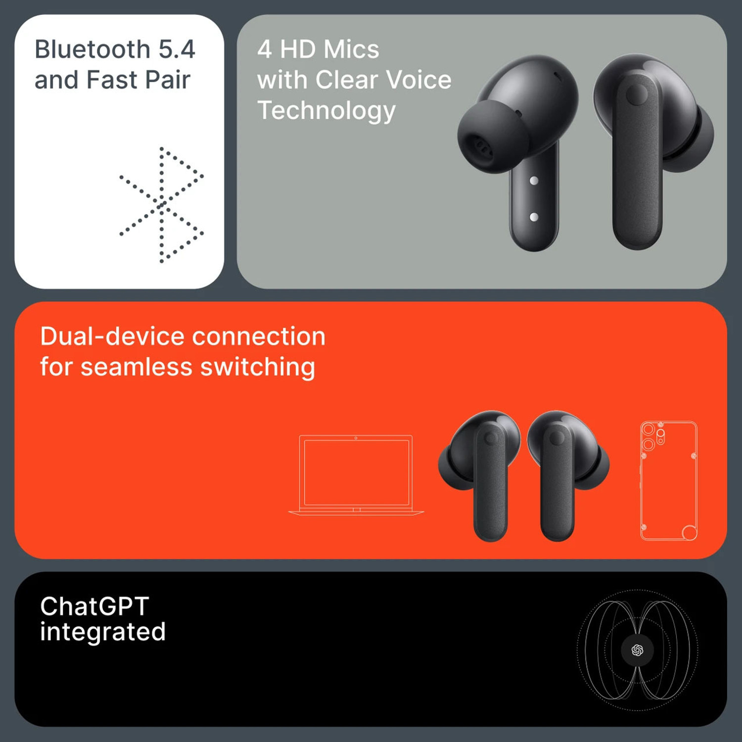 Image of TRIGGR Buds 2A TWS 40H Playtime BT 5.3 ENC Mic AJC Bluetooth Headset (Black, True Wireless)