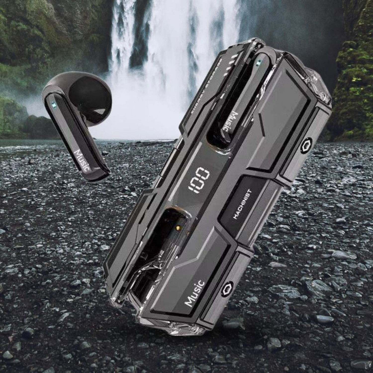 Image of Lynacz Original Compatible with Buds Air 8 TWS Earbuds with 55dB ANC, 58H Playtime -(Black) Bluetooth Headset (Dual Drivers, Hi-Res LHDC Audio, 6 Mic ENC, Low Latency Gaming, Bluetooth 5.4, In the Ear)