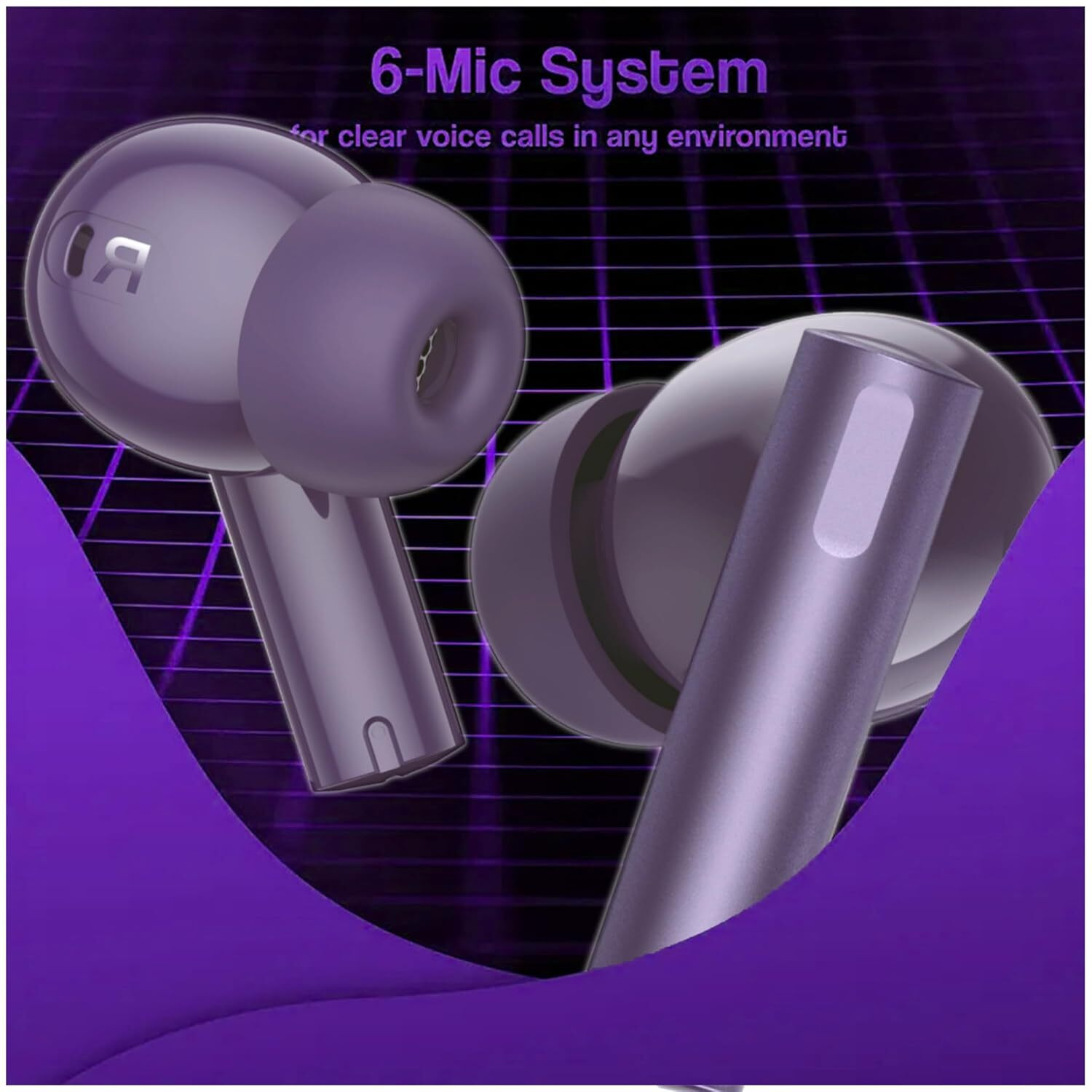 Image of Lynacz Original Realme Buds Air 6 Original Purple | 50dB ANC | 12.4mm Bass Driver Bluetooth Headset (40H Battery | LHDC Audio | Bluetooth 5.3 TWS, In the Ear)