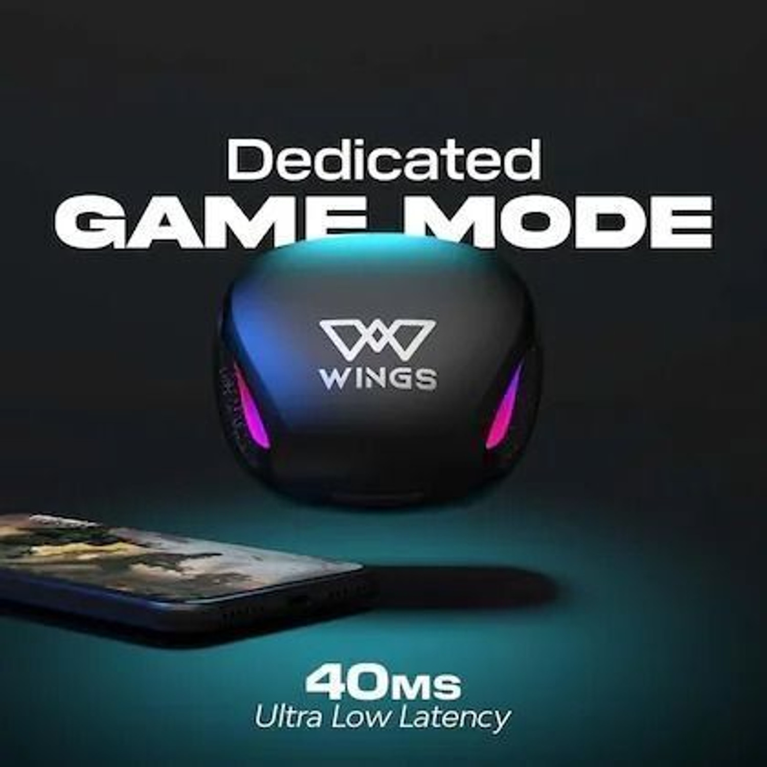 Image of WINGS Phantom 700 Buds Wireless Earbuds With 30 hrs Battery Backup,13mm Drivers Bluetooth Headset (Red, Black, In the Ear)