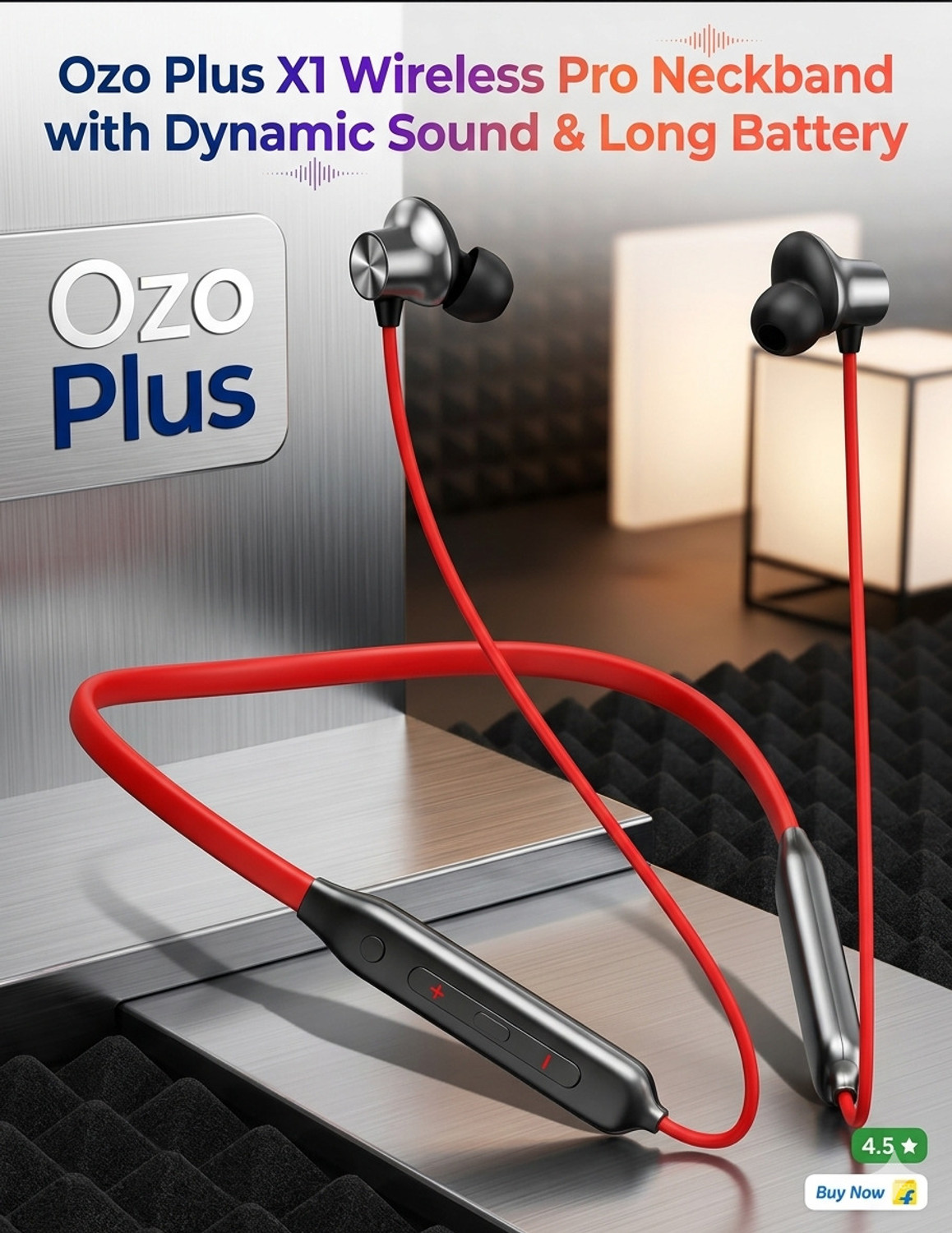 Image of RD E450 Bluetooth Neckband with Deep Bass, Fast Charging, Magnetic Earbuds Bluetooth Headset (Black, In the Ear)
