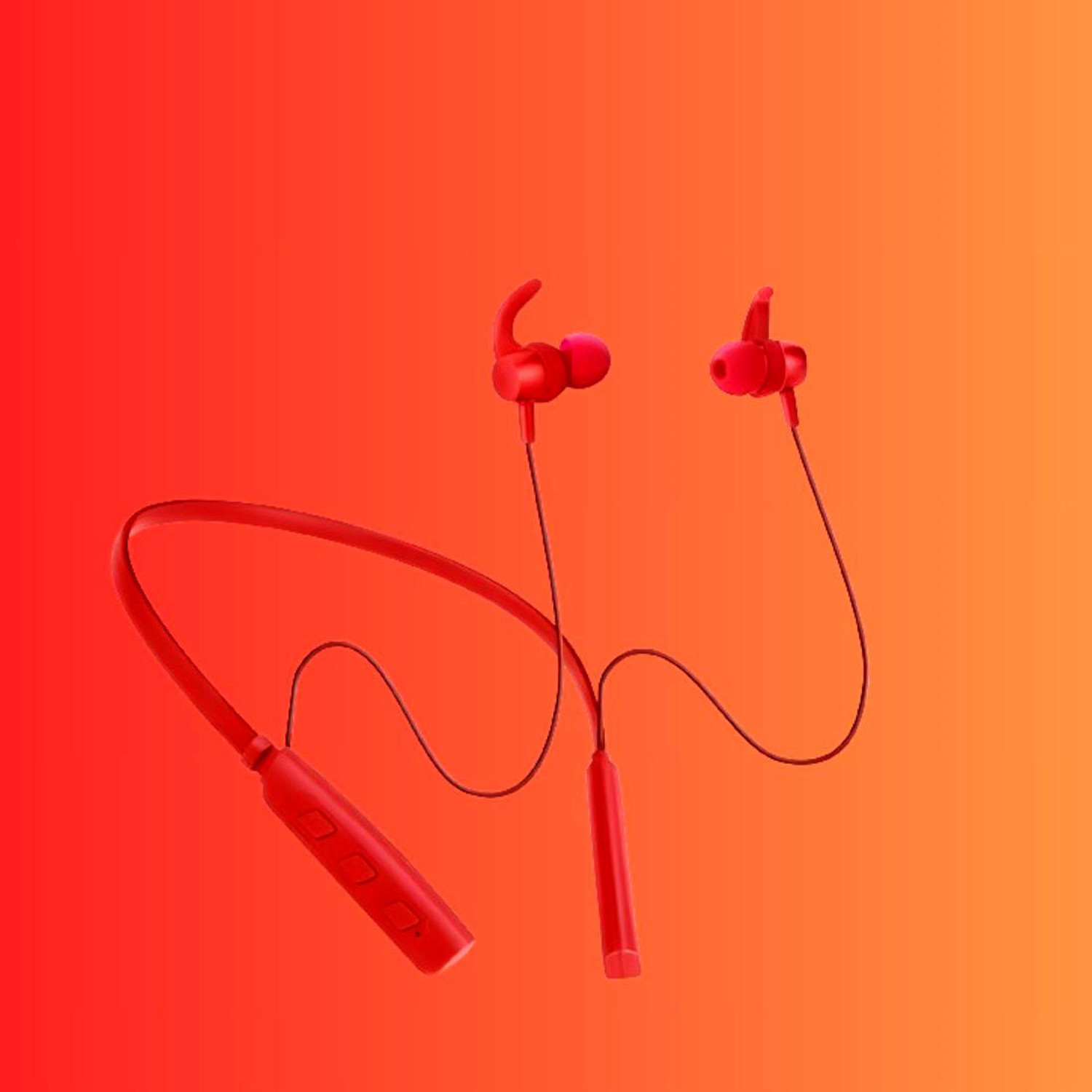 Image of Griffy Original Bluetooth Neckband Z2 - Dual Device Connection, 45dB, Type-C Charging Bluetooth Headset (Red, In the Ear)