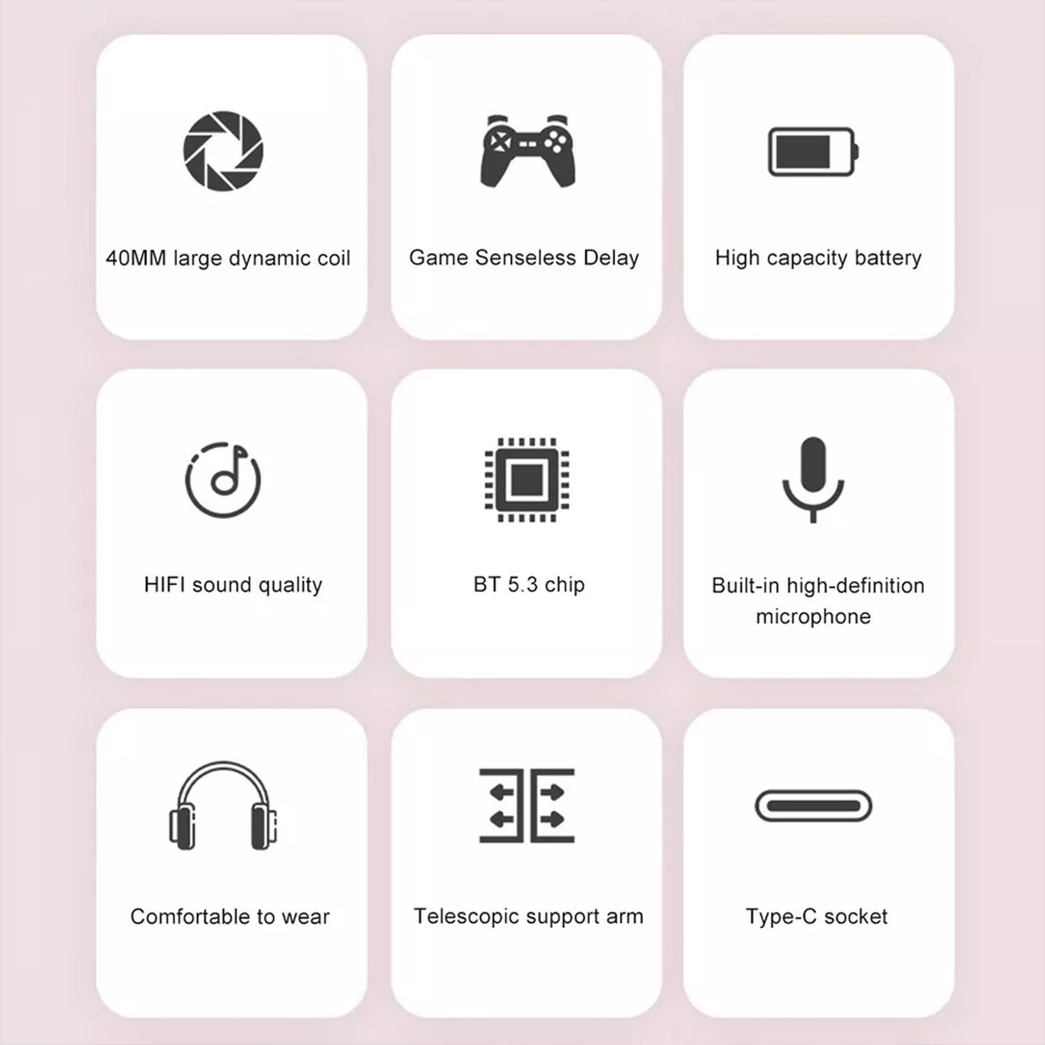 Image of PunnkFunnk Astro Over-Ear Wireless Bluetooth Headphones | Noise Cancellation, 60H Battery Bluetooth Headset (BluePink, On the Ear)