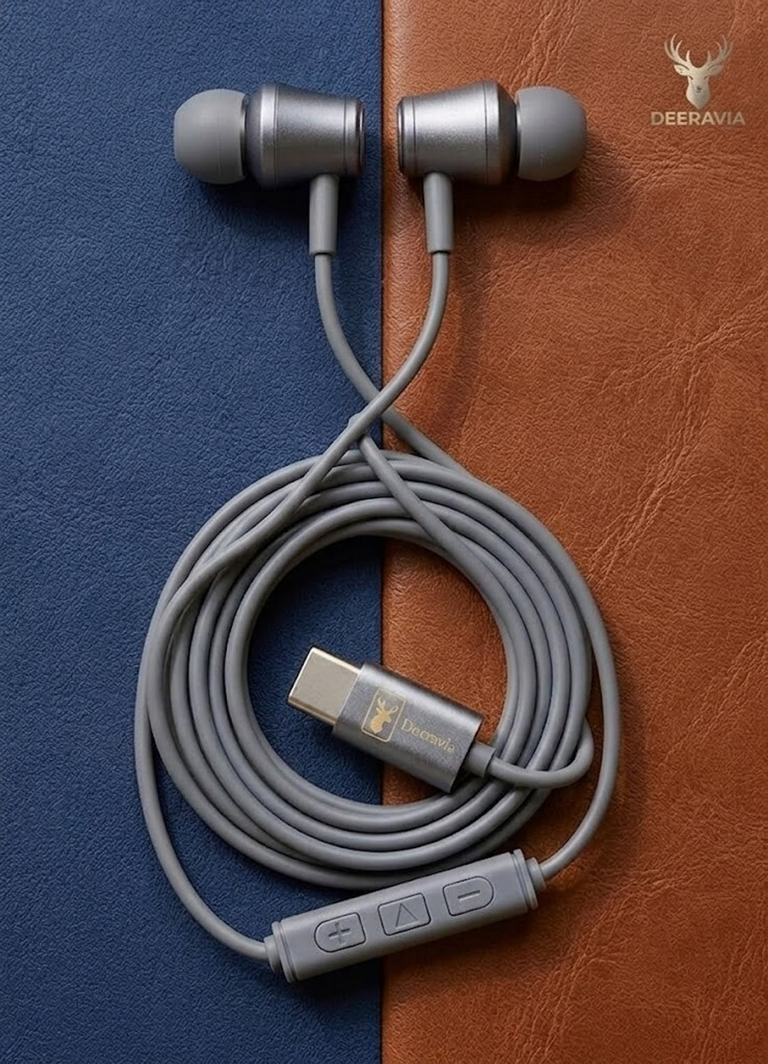 Image of Deeravia Type-C Earphone|ENC Mic| Premium Earphone| Magnetized Buds pro Phantom UBXP Wired Headset (Grey, In the Ear)