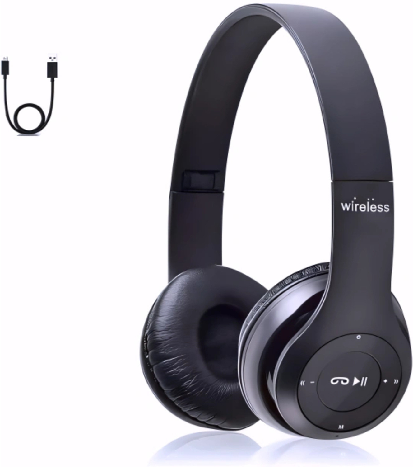 Image of house of common Wireless Gaming Headset with Bluetooth, Foldable Frame, and Mic 3Q Bluetooth & Wired Headset (Black, On the Ear)