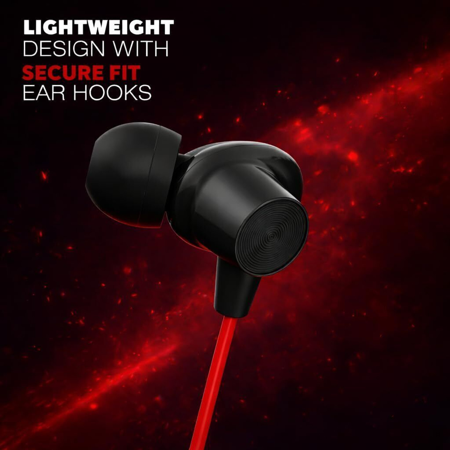 Image of Griffy Original Bluetooth Neckband Z2 - Dual Device Connection, 45dB, Type-C Charging Bluetooth Headset (Red, In the Ear)