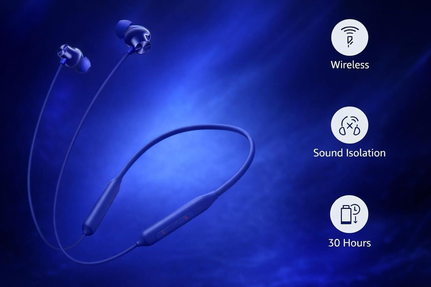 Image of Griffy Original Bluetooth Neckband Z2 - Dual Device Connection, 45dB, Type-C Charging Bluetooth Headset (Blue, In the Ear)