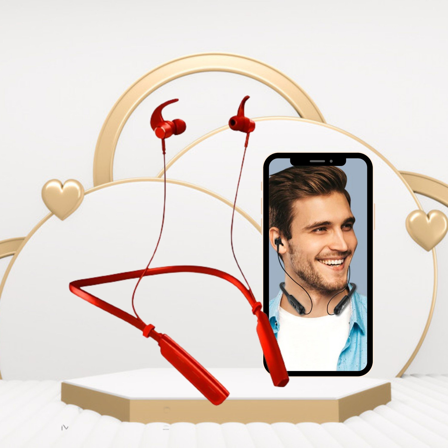 Image of GHEREL Original Advanced Compatible For Z3 Wireless Earphones Heavy Bass Bluetooth Bluetooth Headset (Neckband with Drivers with Smart Pairing (RED), In the Ear)