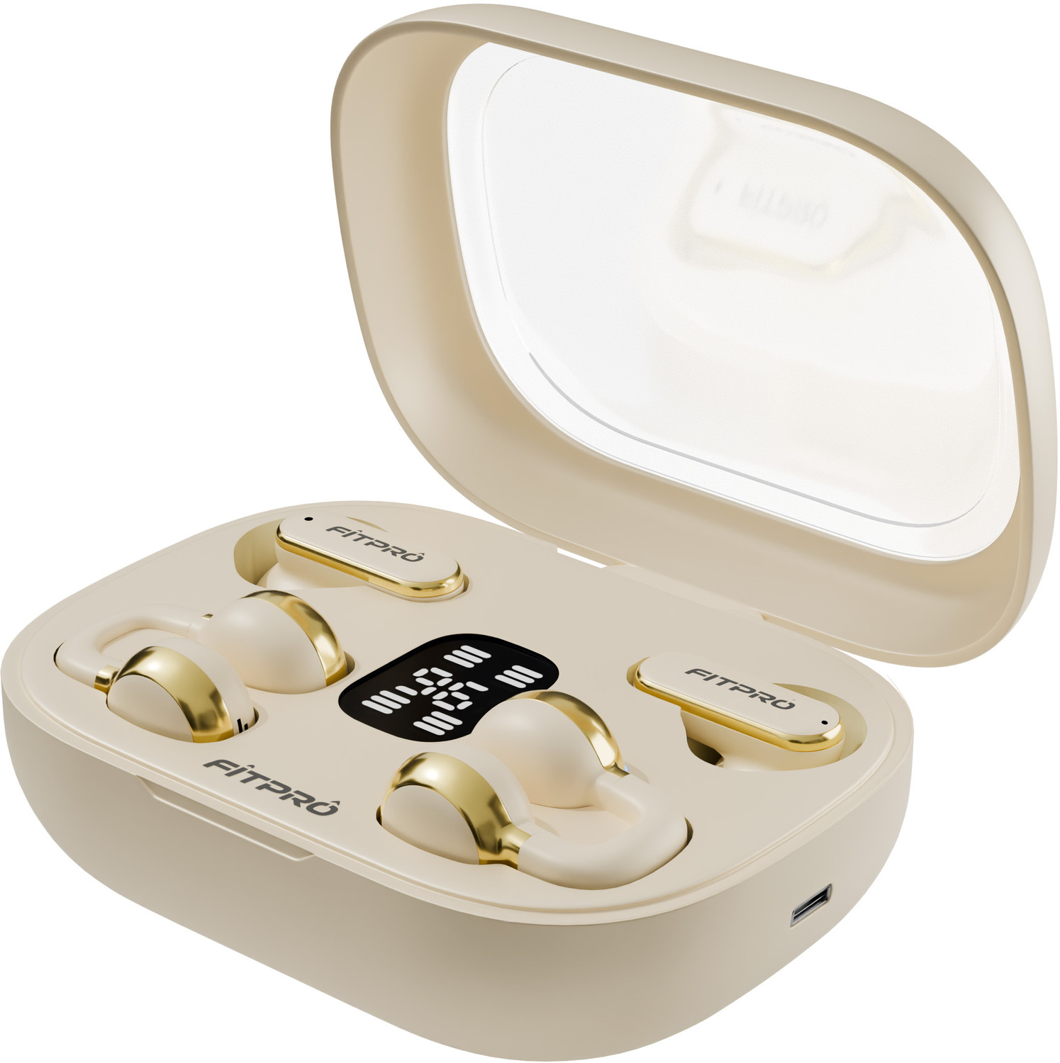 Image of Fitpro Q10 TWS Wireless Earbuds | Twin-Couple Headphones | Bluetooth 5.4 Bluetooth Headset (Beige, True Wireless)
