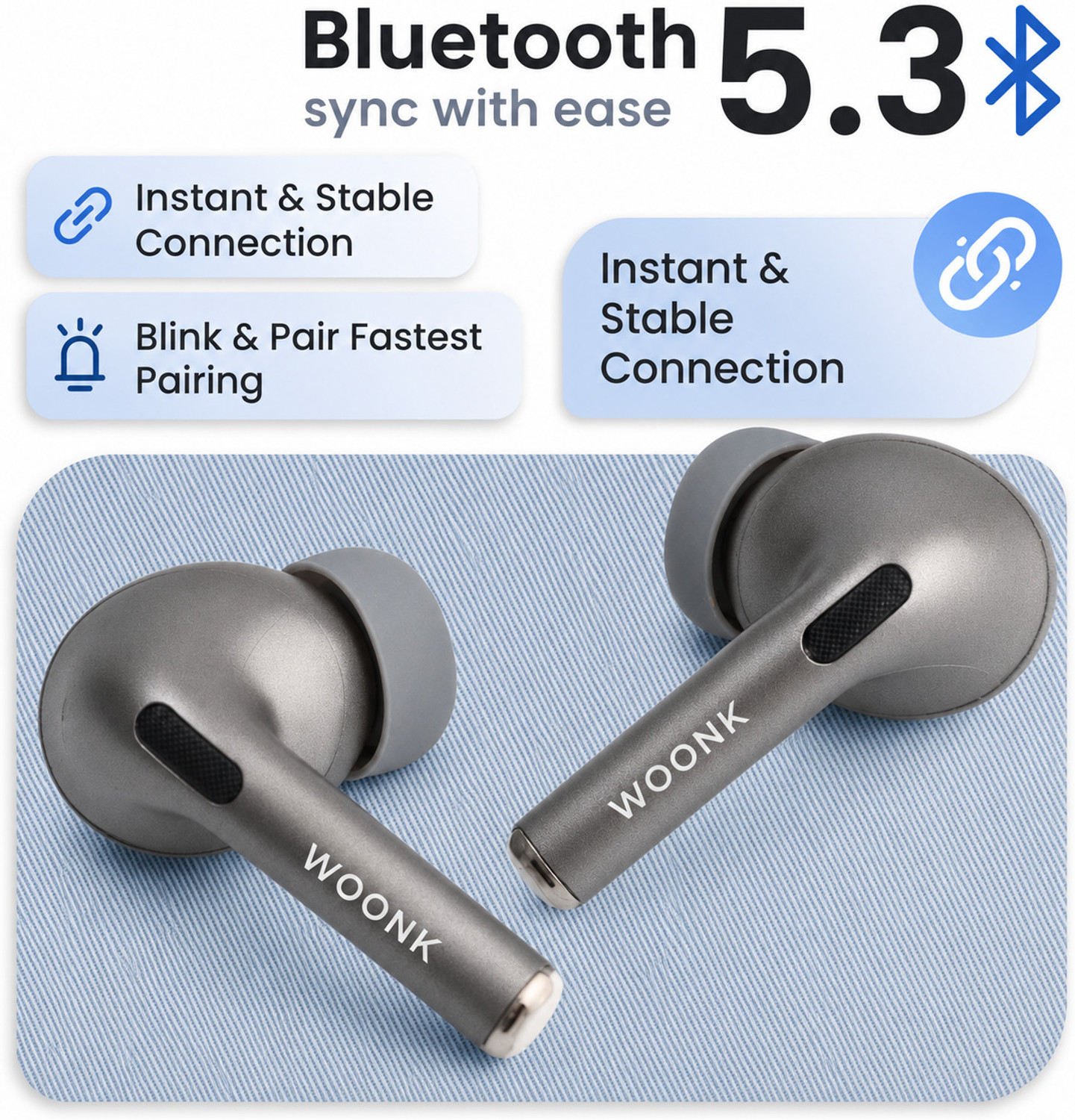Image of Amoonk Noisee Master Buds Bluetooth True Wirless Earbuds TWS in-Earbuds R45 Bluetooth Headset (Black, True Wireless)