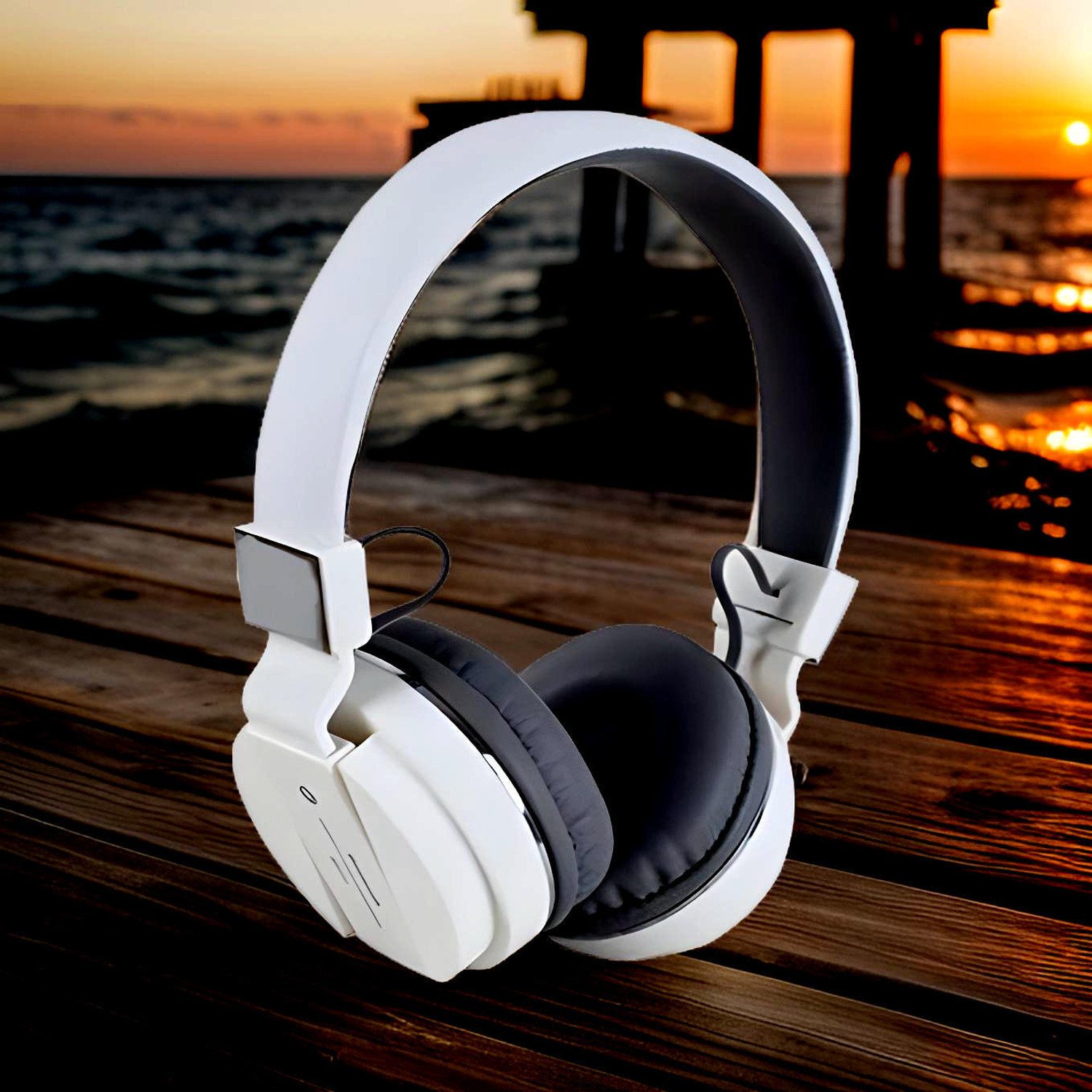 Image of Atozco Wireless Bluetooth Headphones with Deep Bass & Built-in Mic Bluetooth Headset (White, On the Ear)