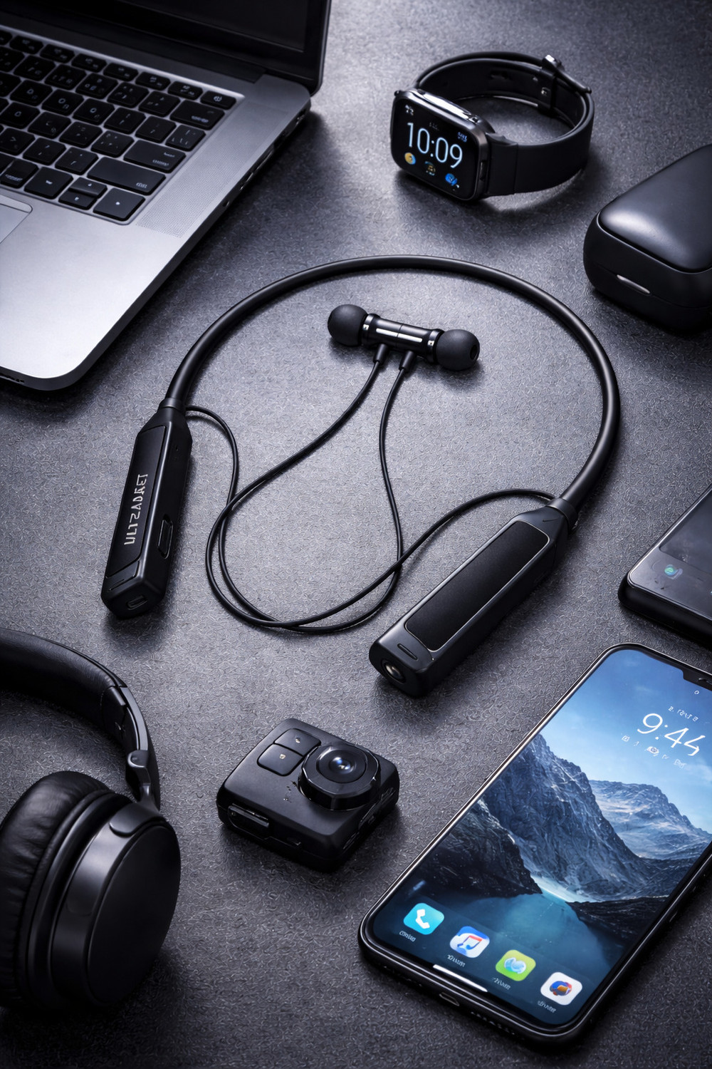 Image of ULTRADART Wireless Neckband with 48H Battery, Magnetic Auto On /Off & Type-C Fast Charging Bluetooth Headset (Black, In the Ear)