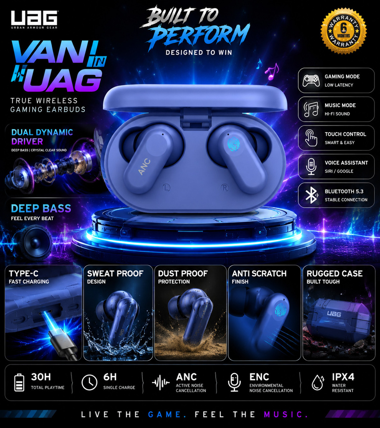 Image of BULLSTORM Soniqx 469 Earbuds with 10mm Driver BT 5.3 | 24Hrs Playtime Type-C Powerful Bass Bluetooth Headset (Blue, True Wireless)