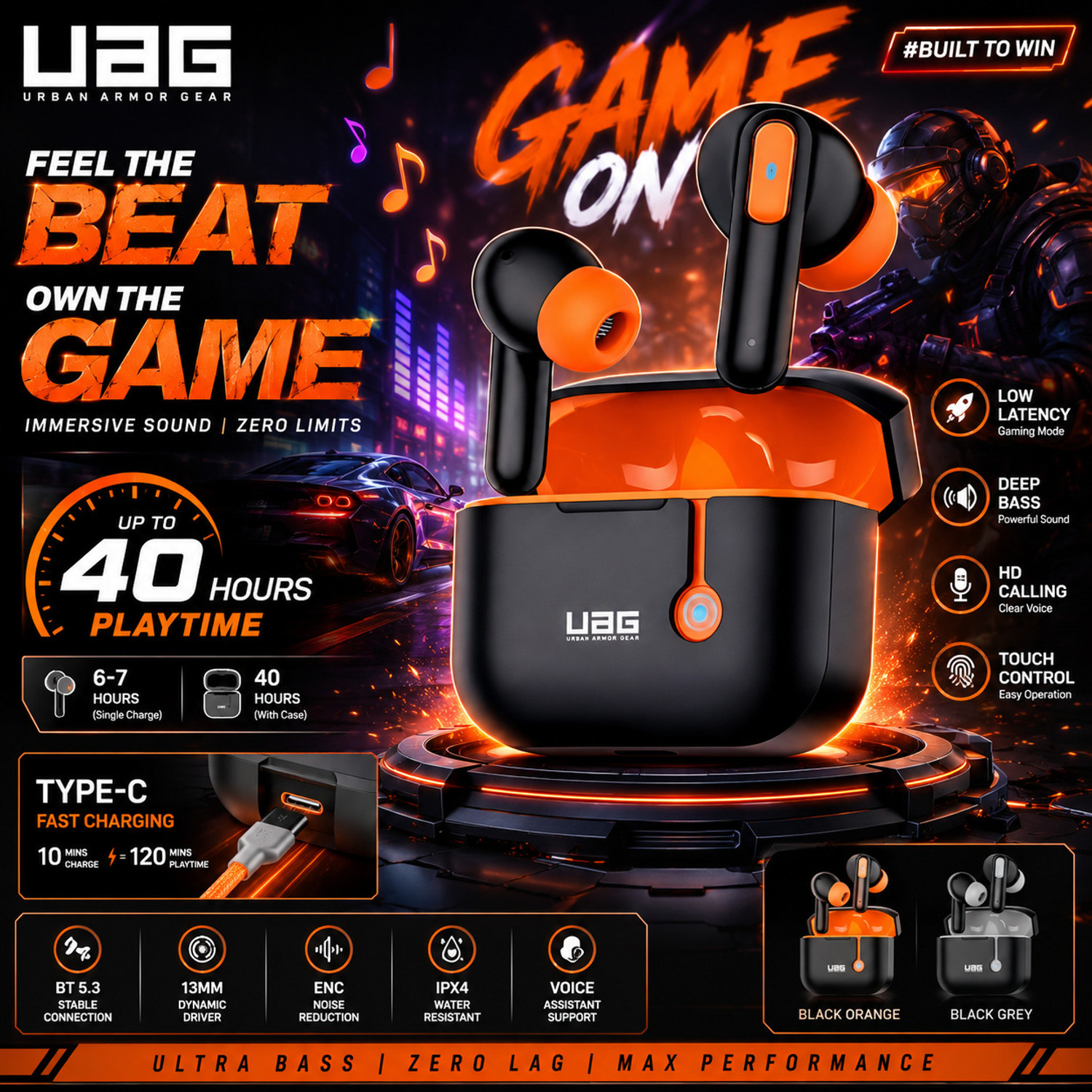 Image of BELCANTO On e P lus N ord B uds 4 Pro TWS Earbuds with Upto 55dB Real-time ANC H11 Bluetooth Headset (Black, True Wireless)