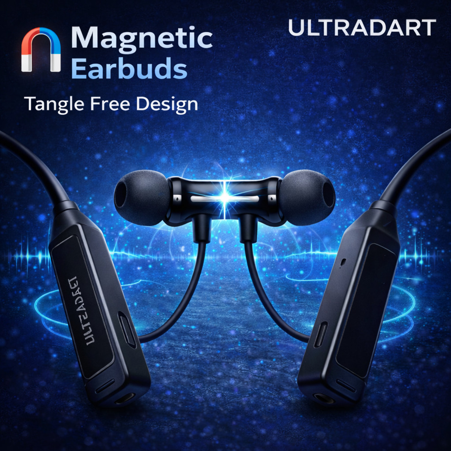 Image of ULTRADART Wireless Neckband with 48H Battery, Magnetic Auto On /Off & Type-C Fast Charging Bluetooth Headset (Black, In the Ear)