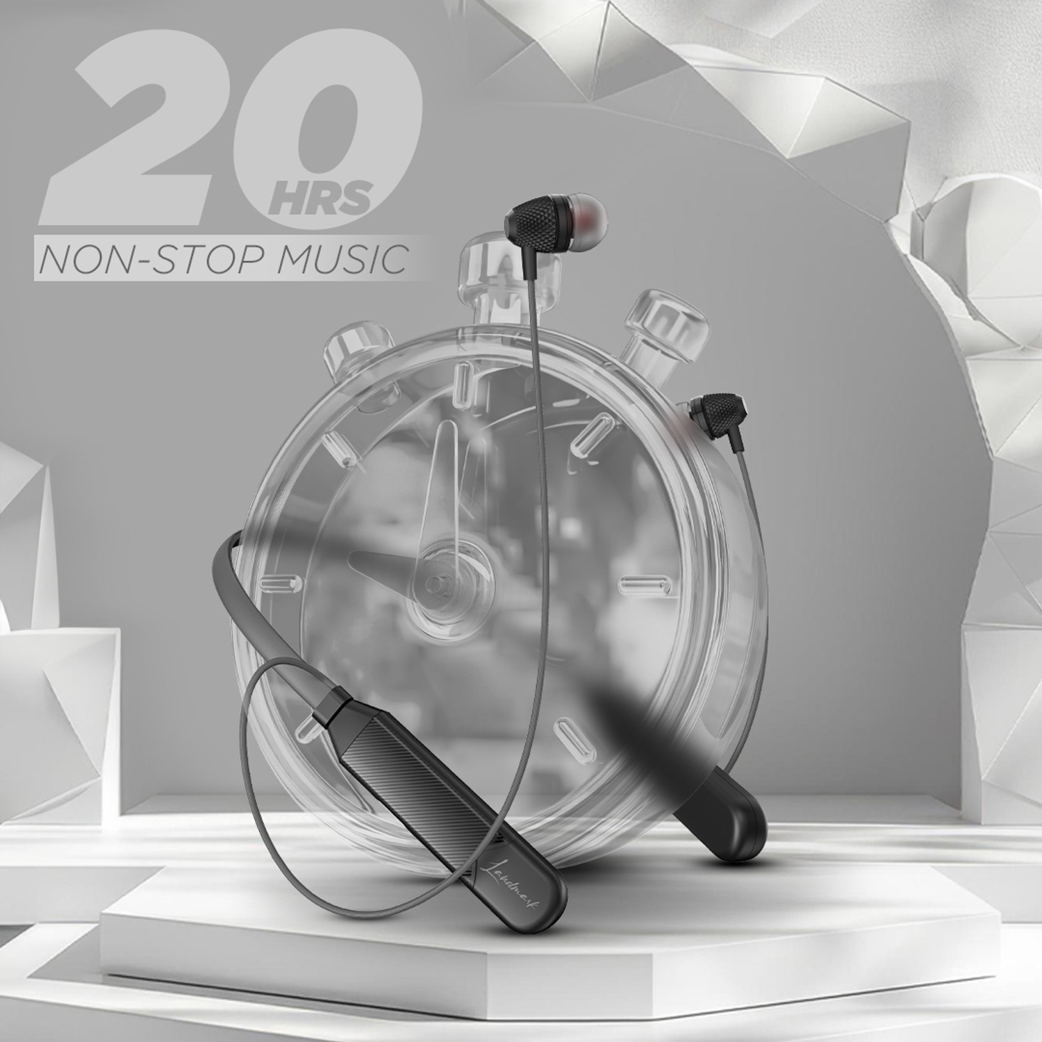 Image of Landmark BH165 Bluetooth Neckband ,Type-C fast charging, 20 hours playback time, Bluetooth Headset (Black, In the Ear)