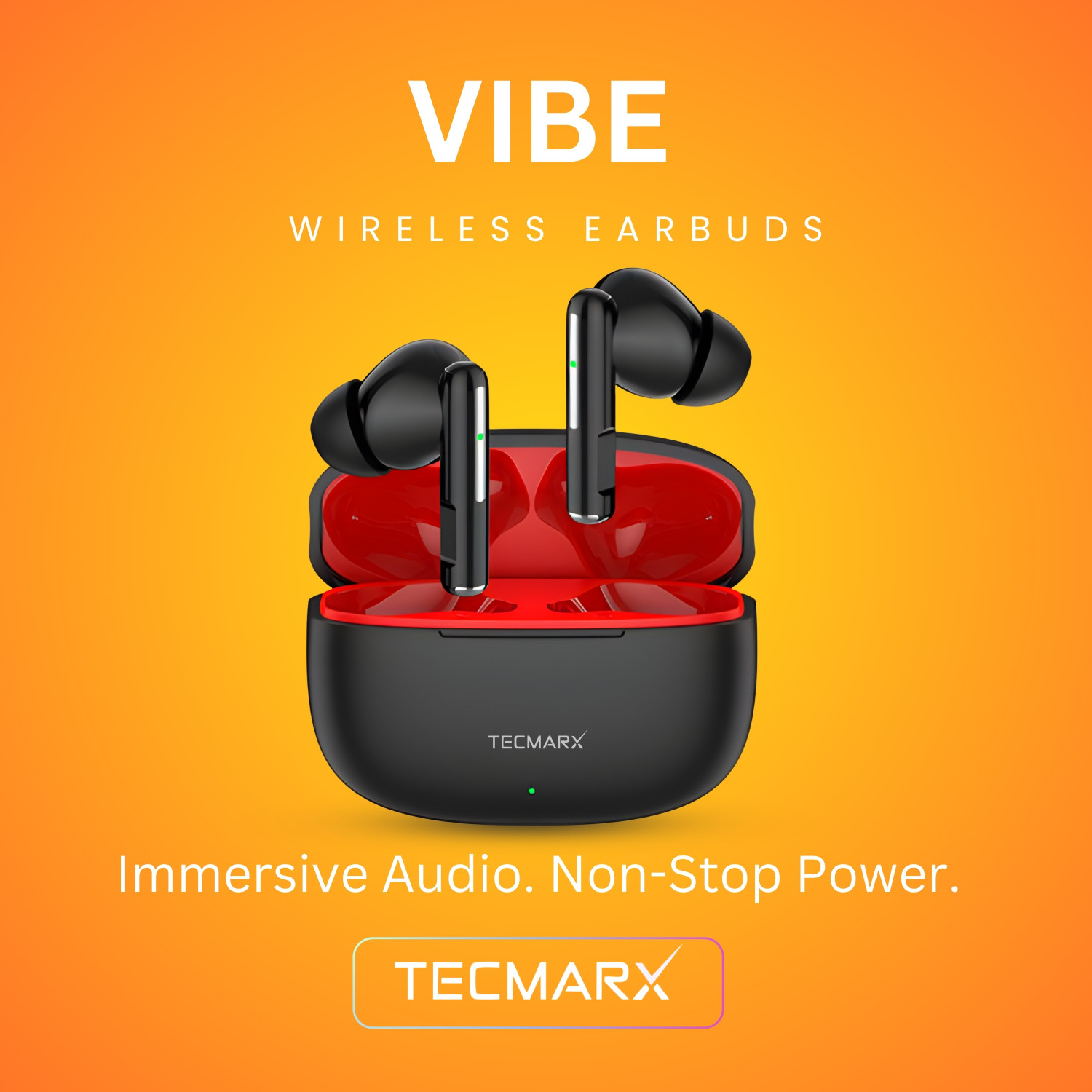 Image of Tecmarx Vibe Wireless Earbuds 30H Playtime, Deep Bass, Clear Sound Bluetooth Bluetooth Headset (Black, True Wireless)