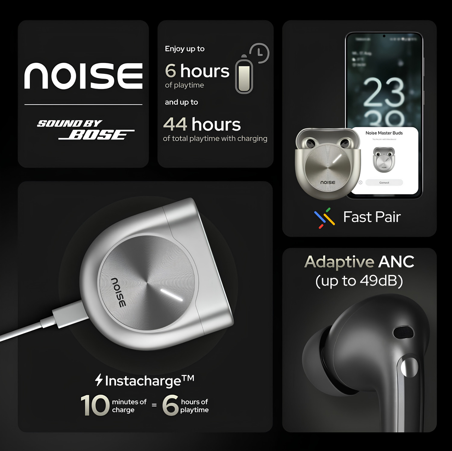 Image of Amoonk N0 ISE TWS Bluetooth Earbuds True Wireles Headphone with Fast Charging Bluetooth Bluetooth Headset (Multicolor, True Wireless)