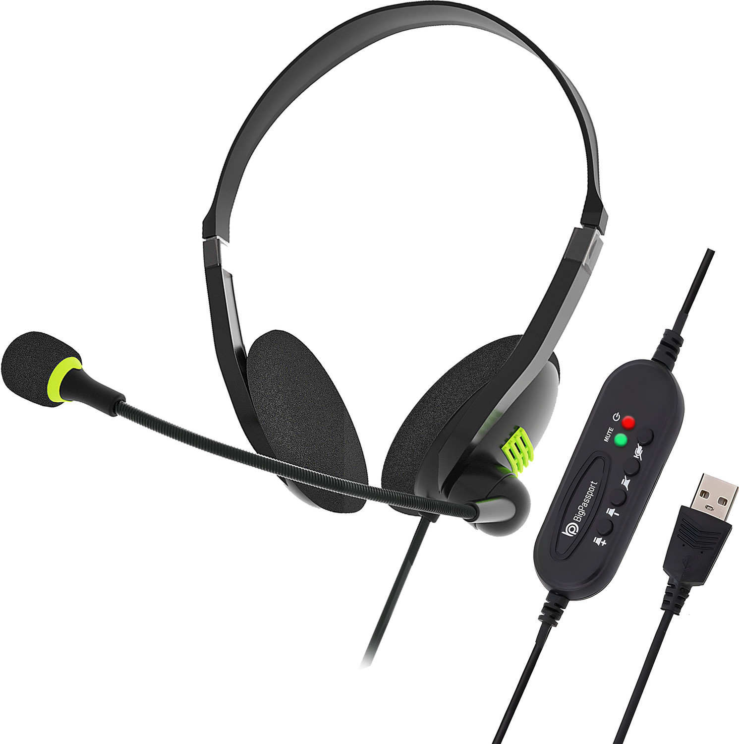 BigPassport Computer Wired Gaming Headset (Black, On the Ear)