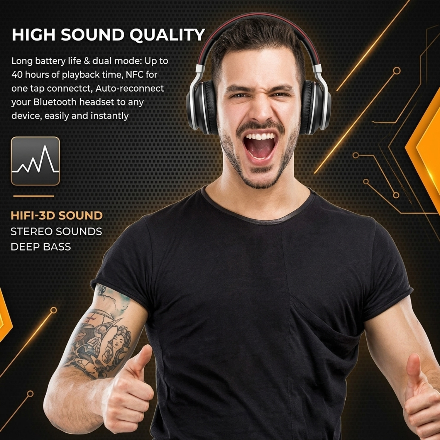 Image of ShreeVistaar Wireless Bluetooth Over Ear Headphones Foldable for Music Bluetooth Headset (Black, On the Ear)