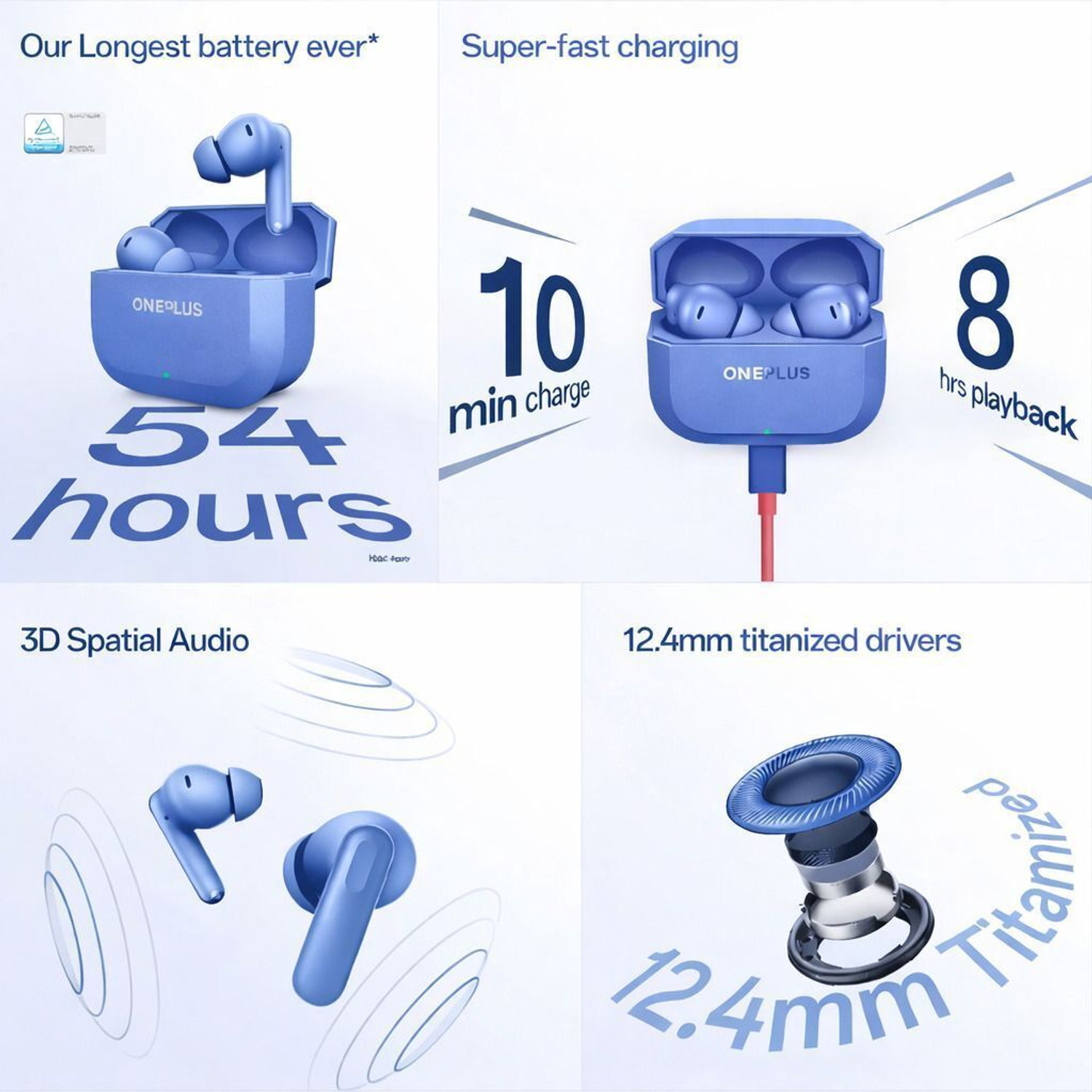 Image of OnePIus Nord Buds 3r TWS Earbuds up to 54 hours PIayback Bluetooth Headset (Aura Blue, True Wireless)