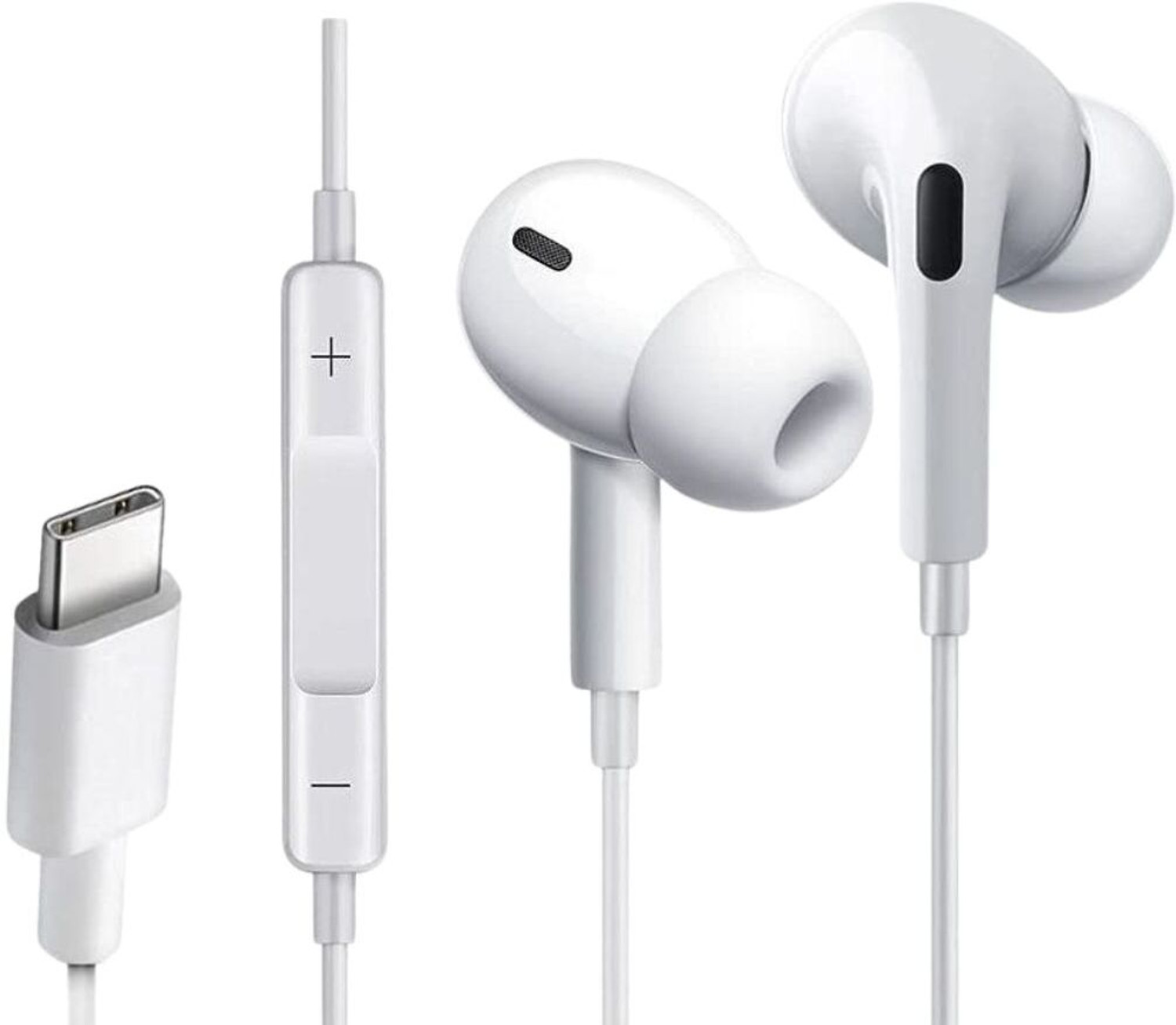 Image of twance wired earphone with Type C connector and 1.2 Meter length Wired Headset (White, In the Ear)