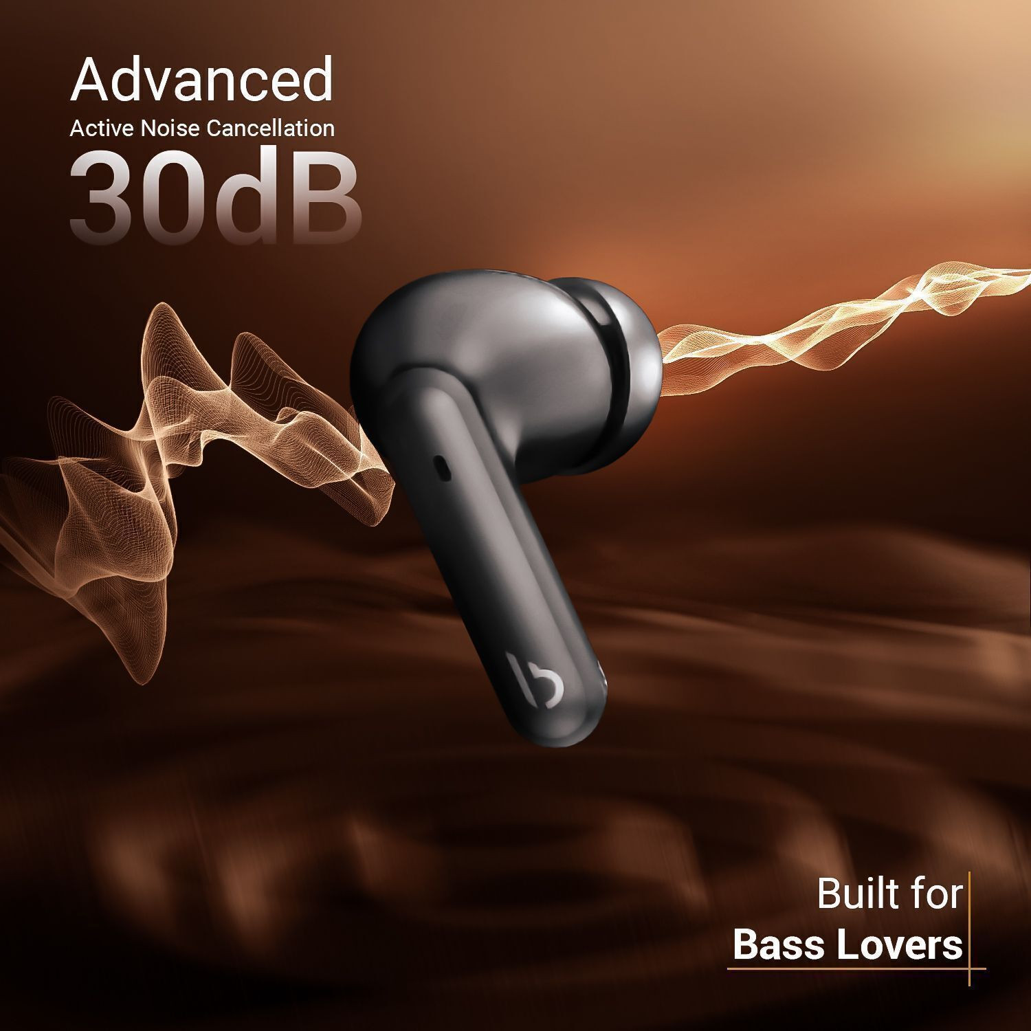 Image of BERTH Earbuds Gravity With ANC 30db, 60H Playtime,Low Latency, 10mm Drivers, ENC Bluetooth Headset (Midnight Black, True Wireless)