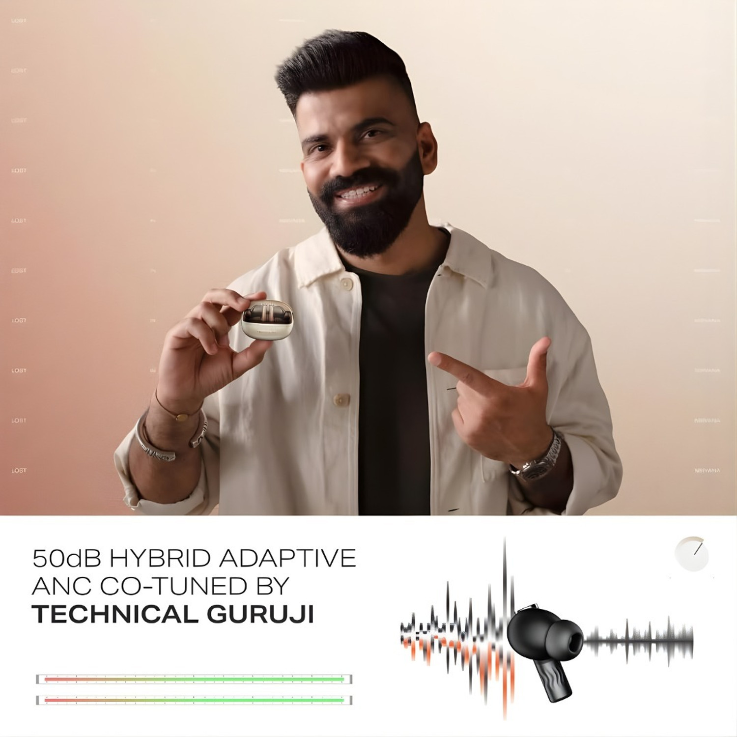 Image of Lynacz Original For Nirvana Zenith Pro Earbuds, Spatial Audio, 50dB Noise Cancellation Bluetooth Headset (80H Battery Backup, Low Latency, Type-C Fast Charging (Black), In the Ear)