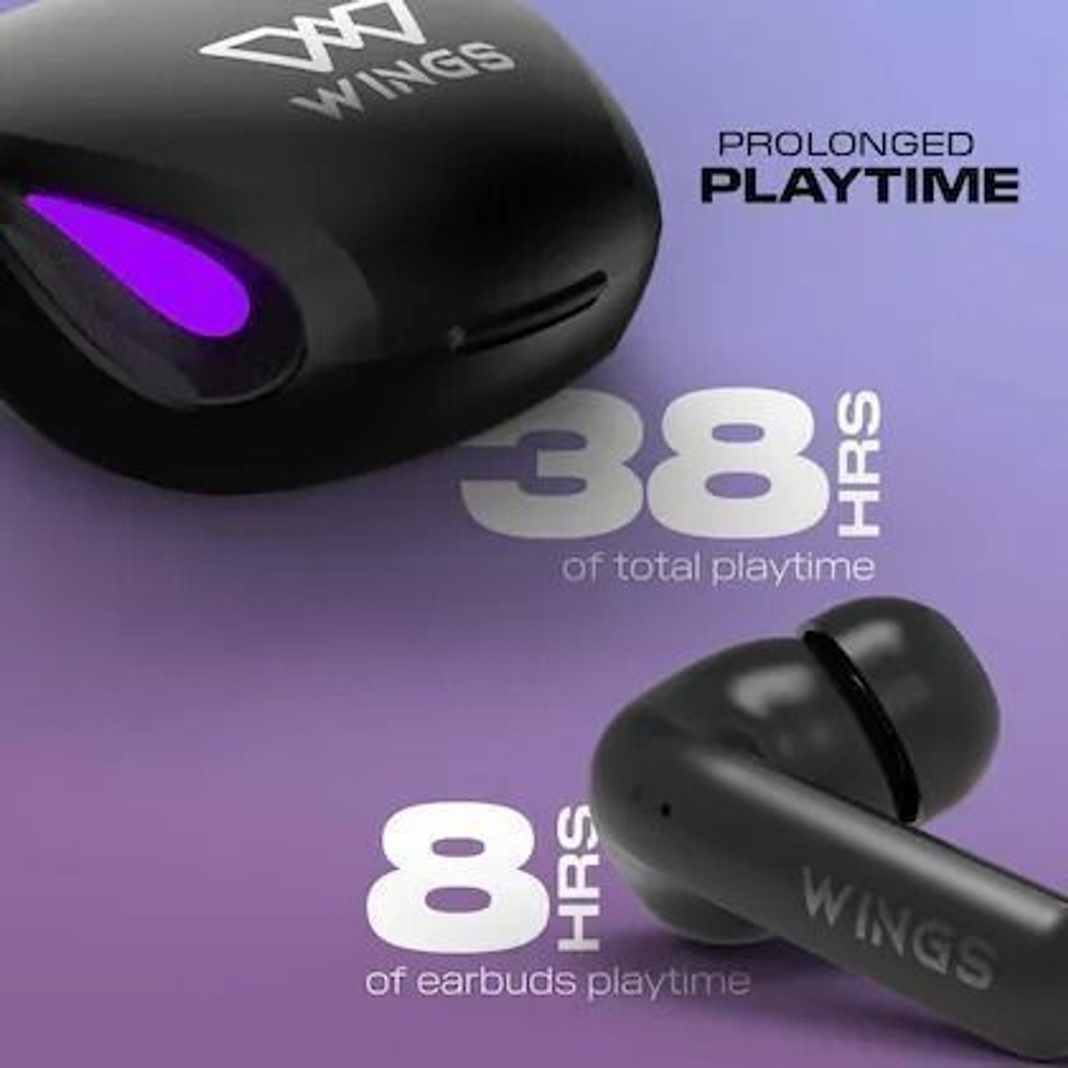 Image of WINGS Phantom 700 Buds Wireless Earbuds With 30 hrs Battery Backup,13mm Drivers Bluetooth Headset (Red, Black, In the Ear)