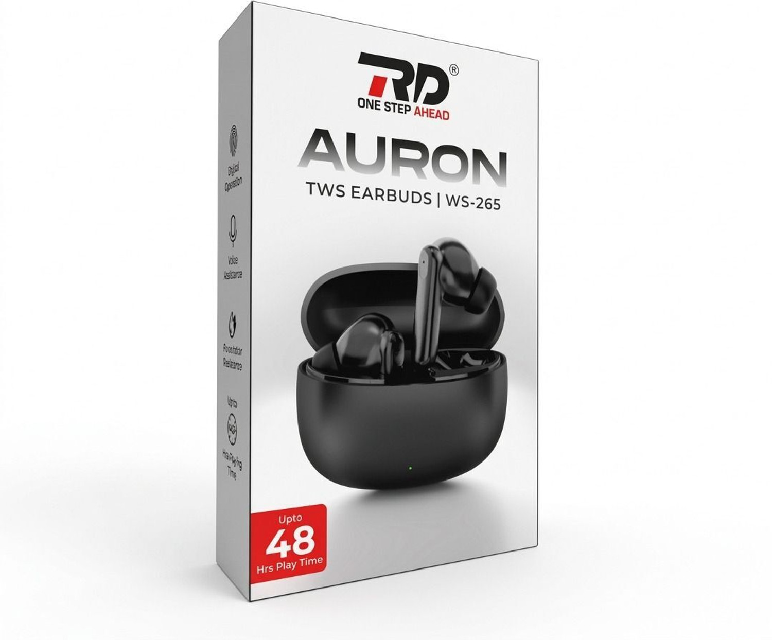 Image of RD AURON WS-265 True Wireless Earbuds with 48 Hours Playtime Bluetooth Headset (Black, True Wireless)
